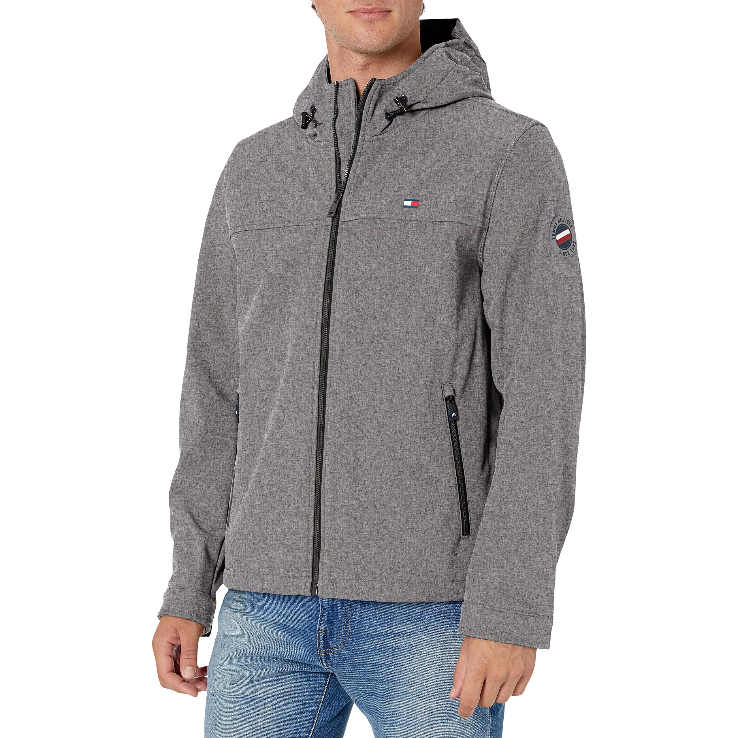 Tommy Hilfiger Mens Soft Shell Water Resistant Hooded Jacket