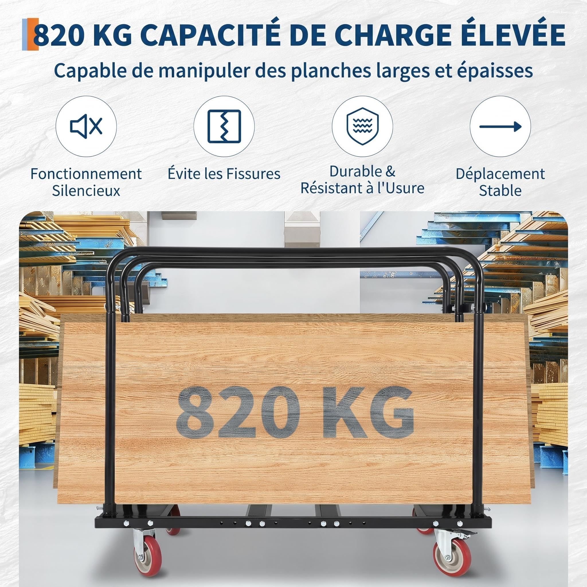 Garvee Chariot Plateau Pliable Industriel – Capacité 816 kg