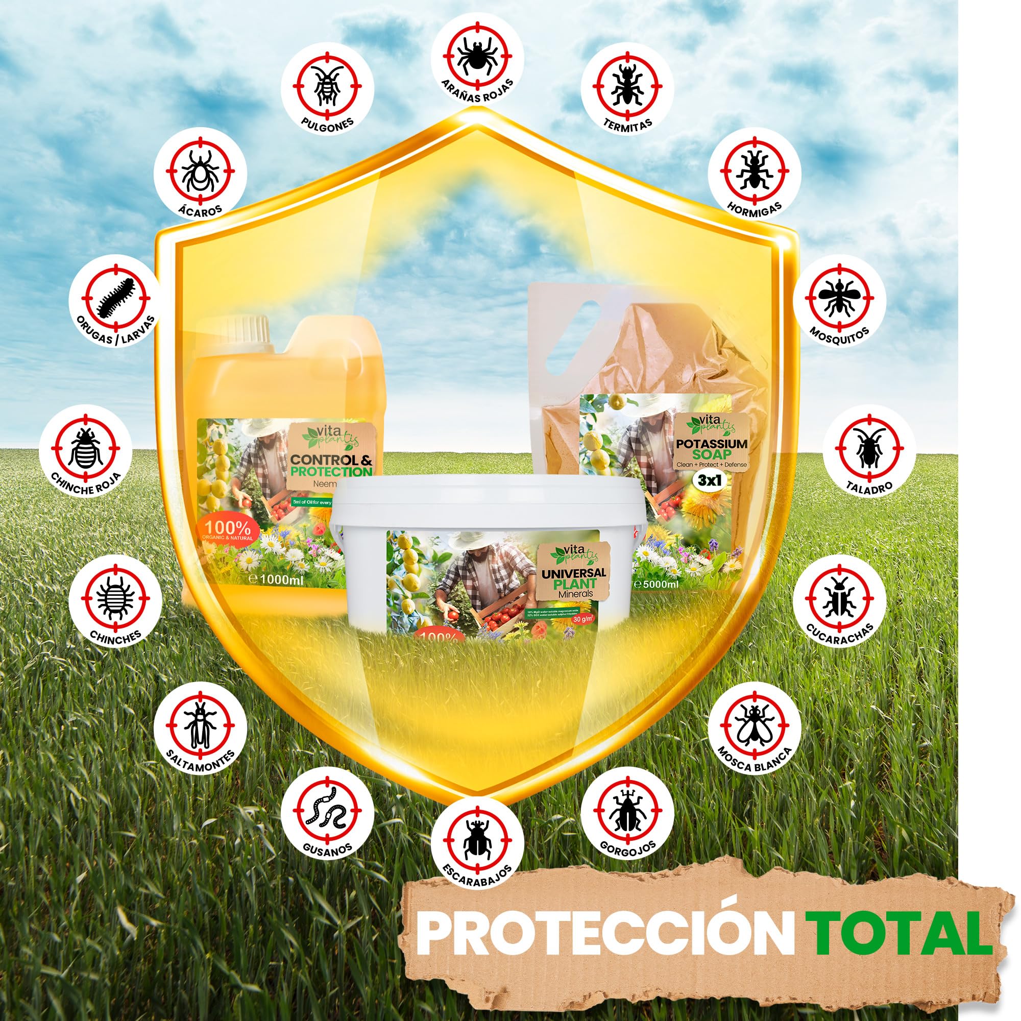 Aceite de Neem Solucion Natural para Plantas de Interior y Exterior, Jardin, Arboles Frutales, Huerto. Triple Accion: Enraizante, Repelente e Insecticida (5000 ml)