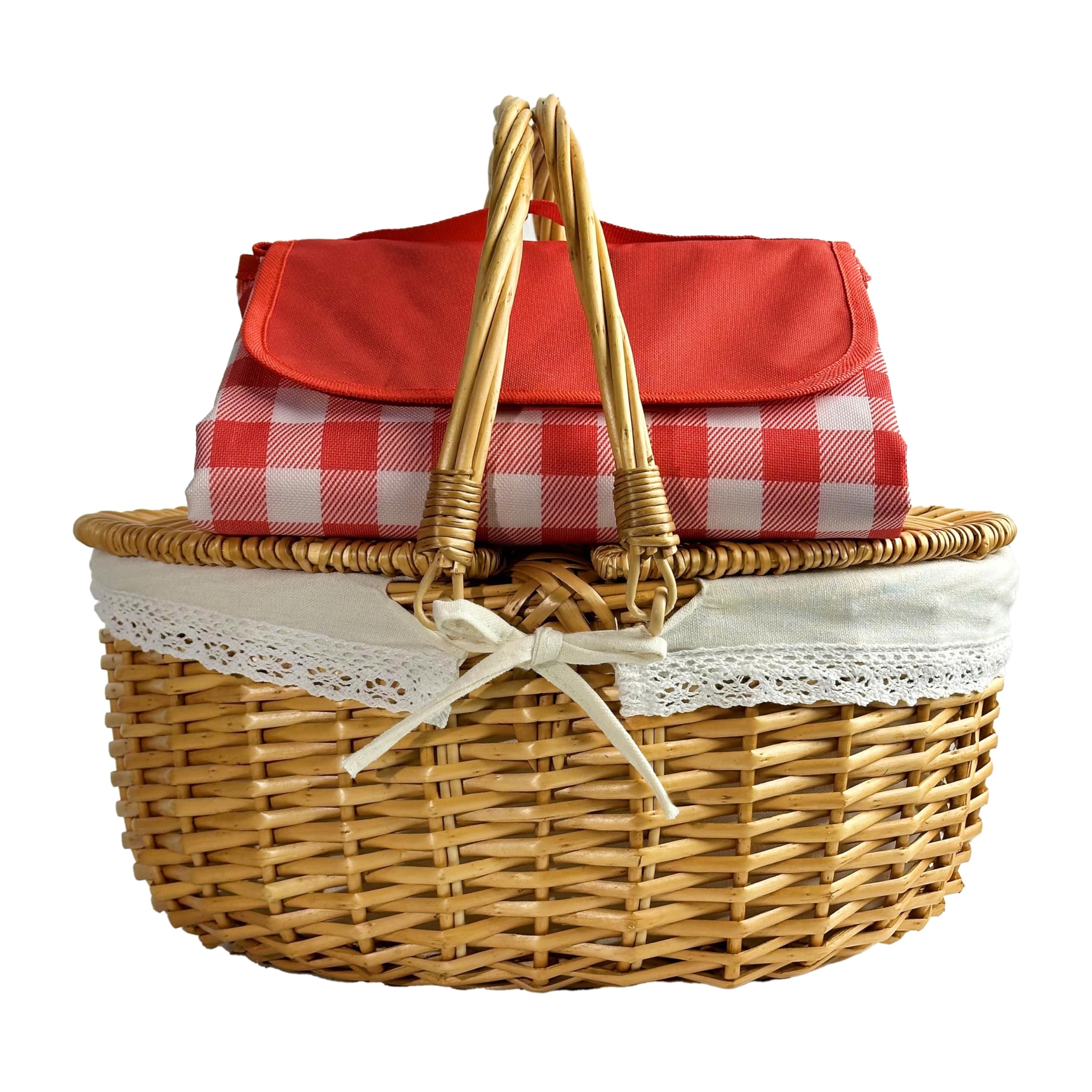 Amazon.com: Wicker Picnic Basket with Blankets,Empty Picnic