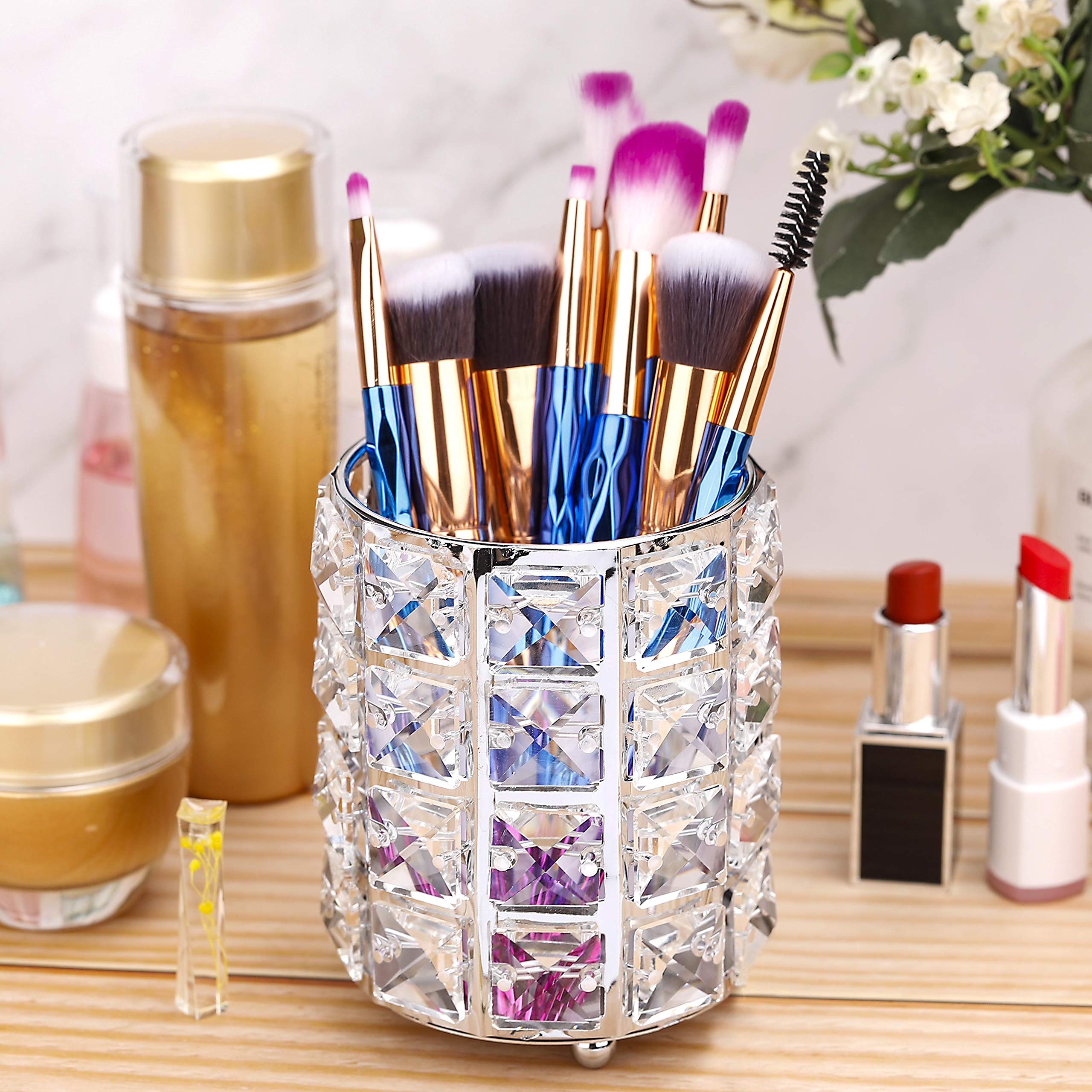 Make Up Pinsel Aufbewahrung aus Kristall, Bürstenhalter Kosmetik Organizer, Perlen Kerzenhaltern Pen Bleistift Cup Lagerung Organizer Container für 
