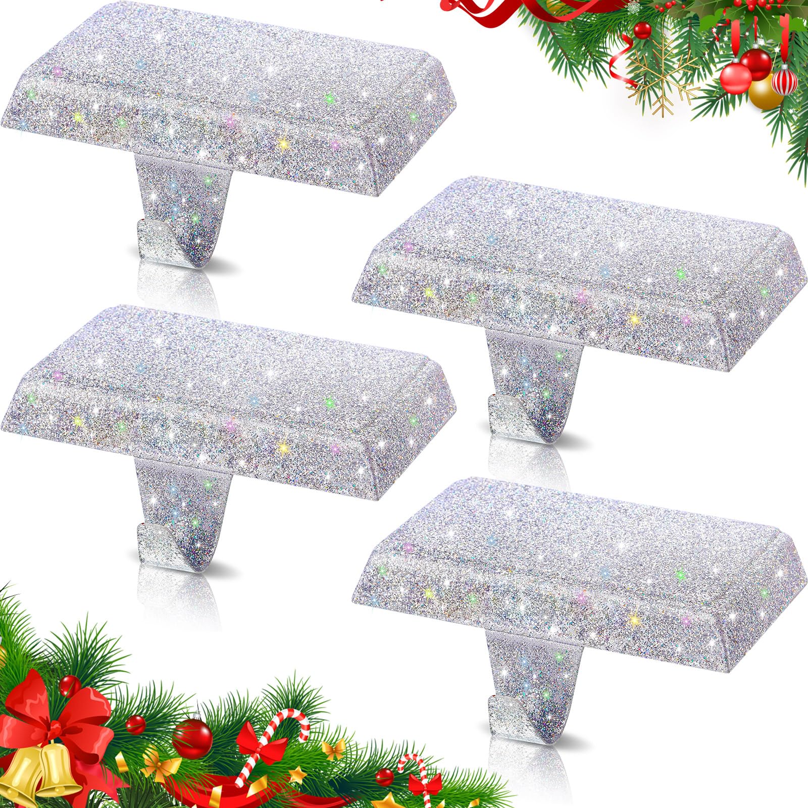 Supports de chaussettes de Noël Zhengmy en métal argenté robuste avec fixation stable