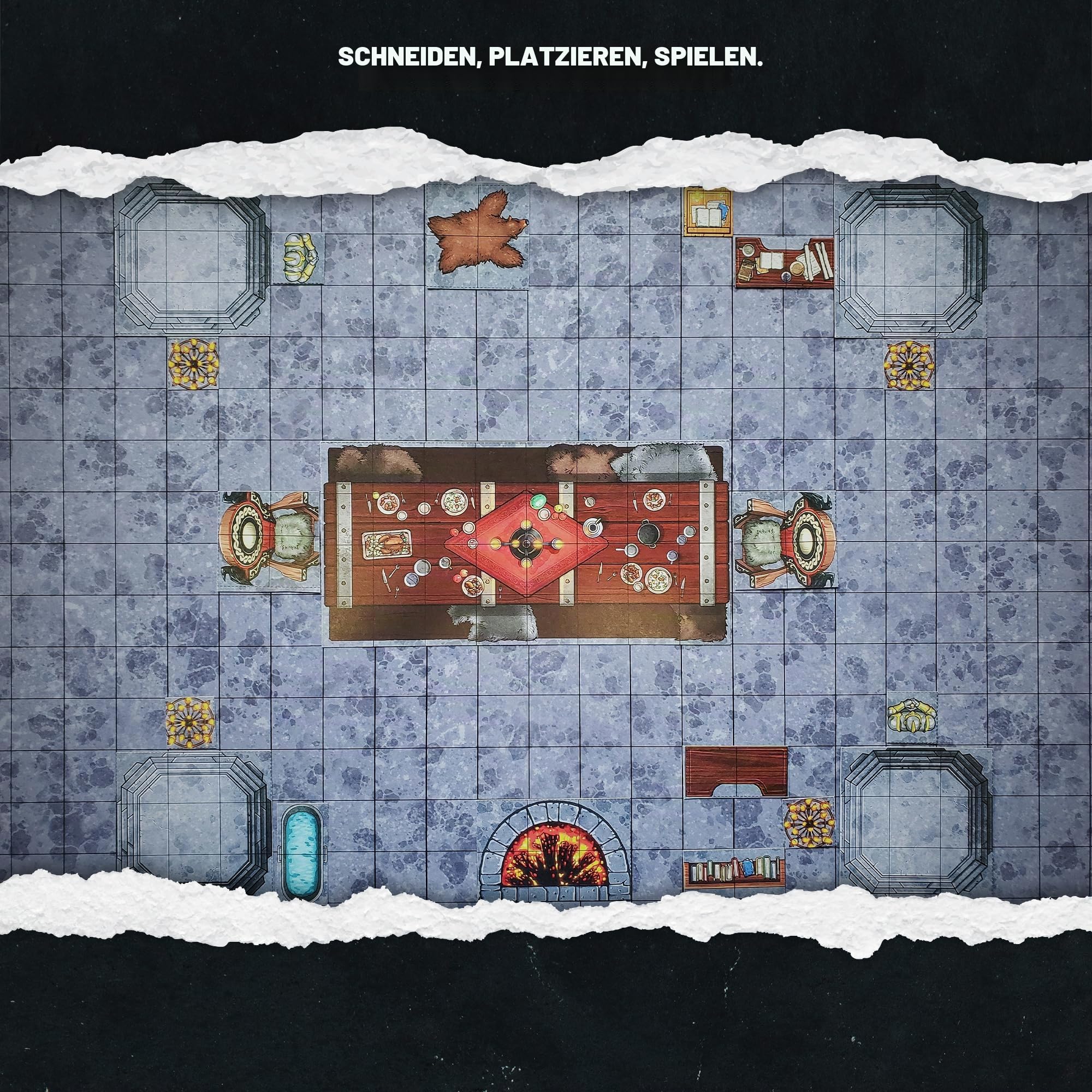 DUNGEON CRAFT: Castles & Keeps Brettspiel, 1000+ Fantasy Tabletop Rollenspiel Geländefliesen für Dungeon Battle Maps, doppelseitig, trocken/nass abwischbar – D&D kompatibel