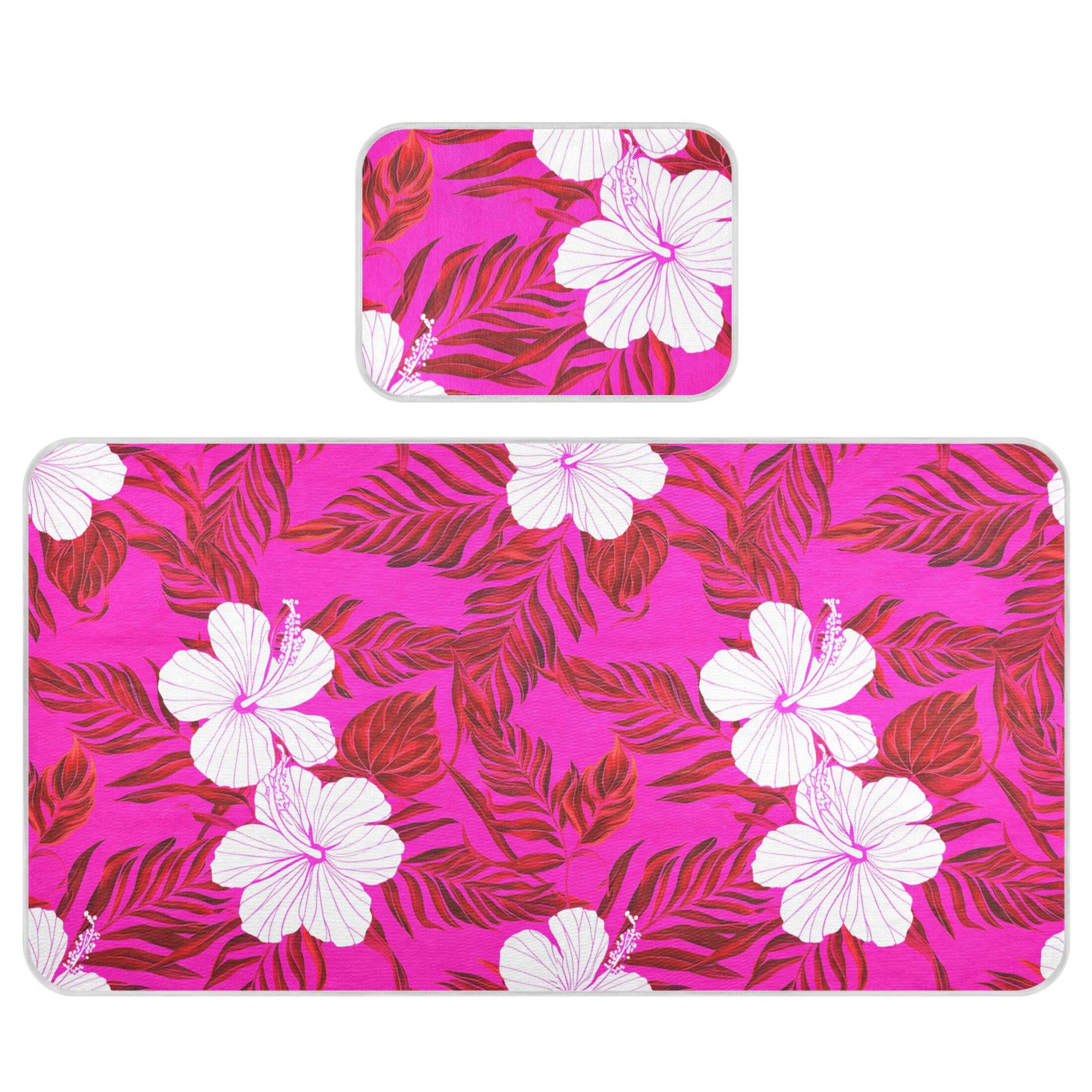 Takiito Hibiscus Flowers on Pink Baby Cooling Mattress Pad, Soft & Breathable Cooling Mat Keep Baby Cool in Summer 28x52 in, Nursery Essential