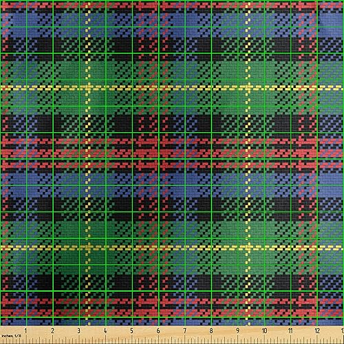 Vista 298 de Lunarable The Yard, tela azul real de The Yard, patrón de cerámica inspirado en el Medio Oriente estilo marroquí, estampado oriental, tela de satén