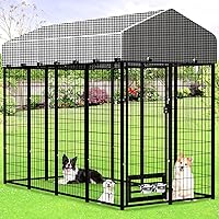 Vista 10 de Perrera grande para perros con techo, recinto resistente para perros para interiores y exteriores con funda extraíble, corralitos para perros
