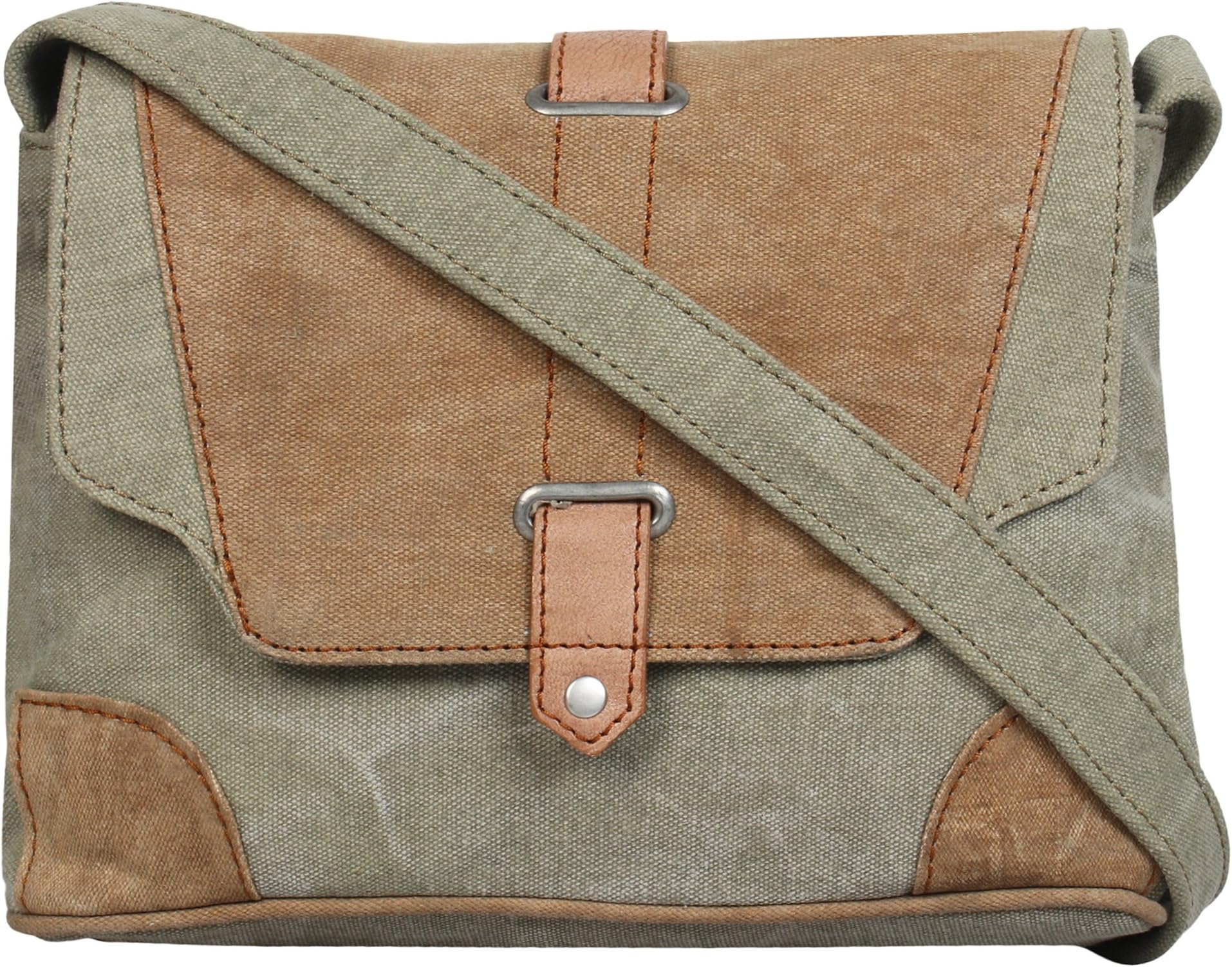 Mona B. Simone Upcycled Canvas Crossbody Bag with Vegan Leather Trim M-5021