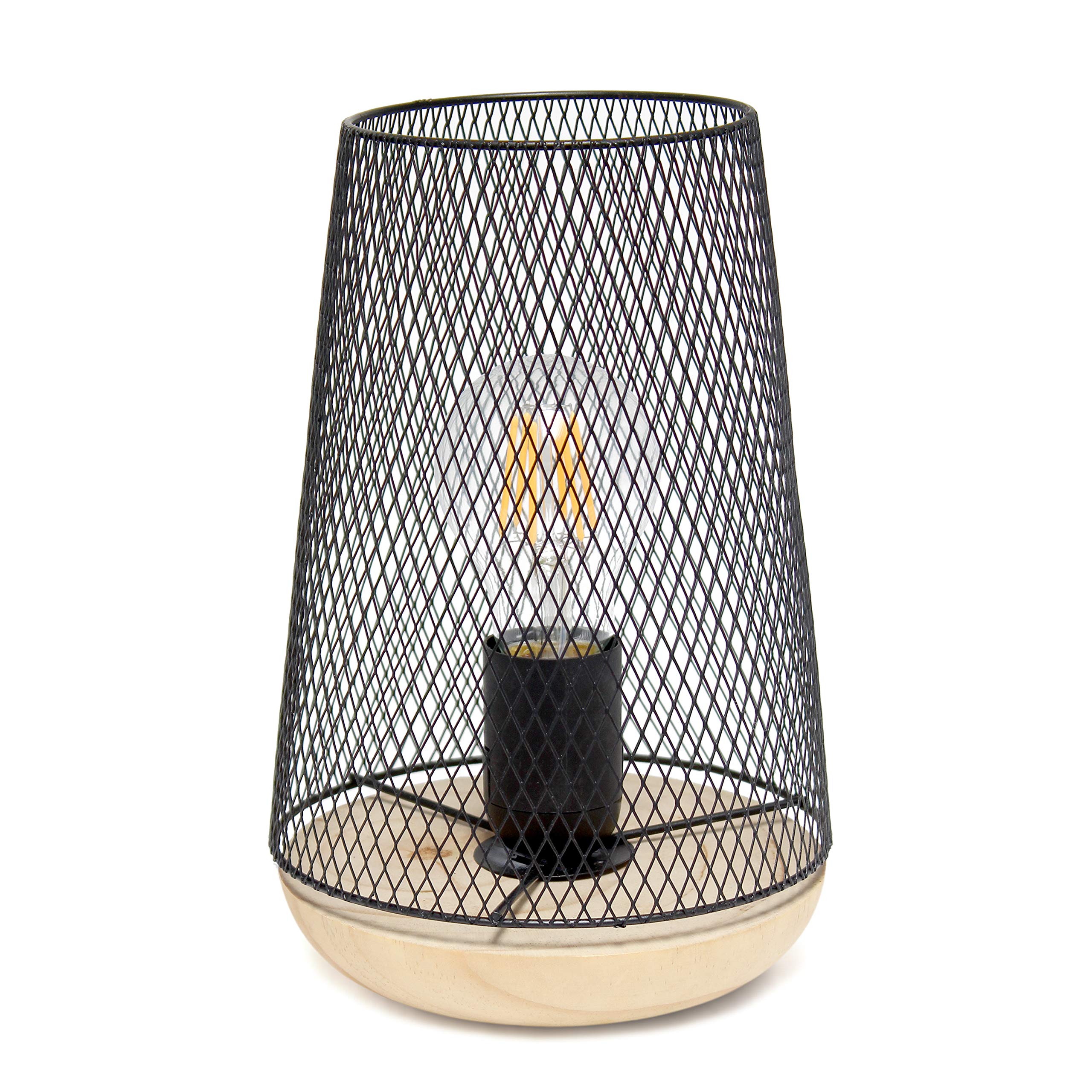 Simple Designs LT1074-BLK Wired Mesh Uplight Table Lamp, Black,5.5 x 5.5 x 9