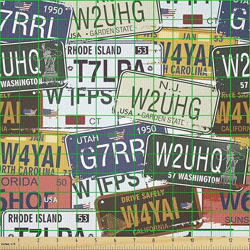 Vista 538 de Ambesonne Tela beige de The Yard, ilustración contemporánea de animales marinos en estilo retro, arte de caballito de mar de cangrejo de pulpo, tela