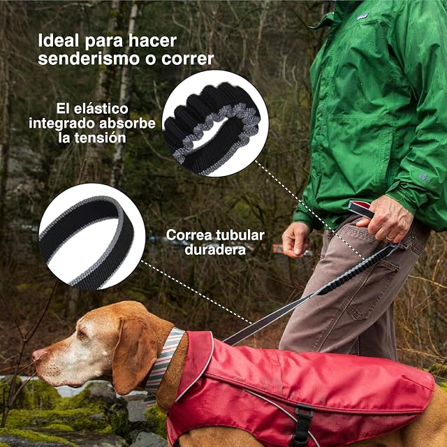 Foto 5 de 8 de Kurgo Springback Correa con Amortiguación, 122cm, Rojo/Negro
