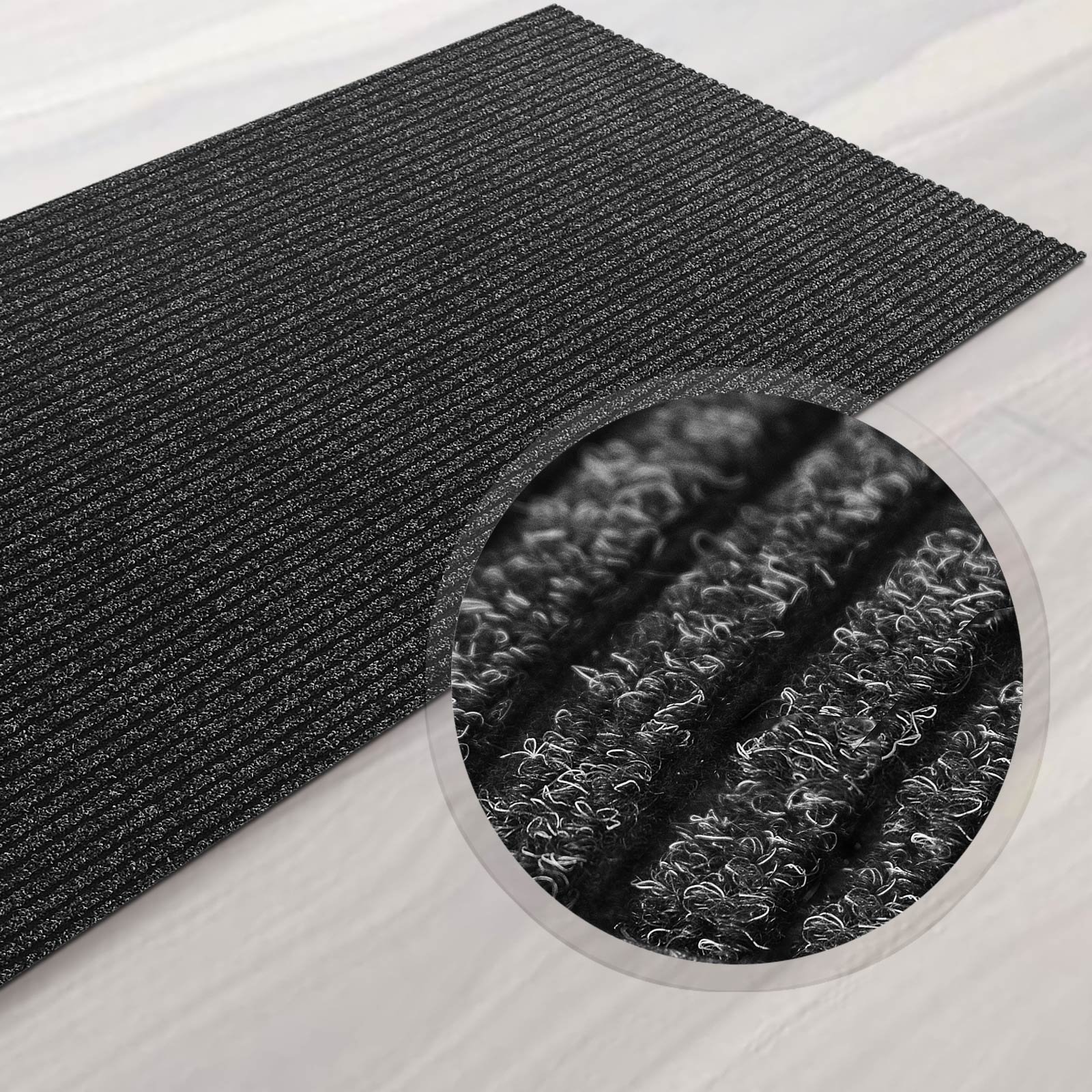 Floordirekt Küchenläufer Granada - Teppich-Läufer auf Maß für die Küche - Breite: 80 cm - Moderne & hochwertige Wohnteppiche (Anthrazit, 80 x 600 cm)