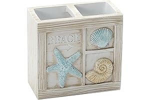 Zenna Home Seaside Serenity Toothbrush Holder for Beachy Bath Decor