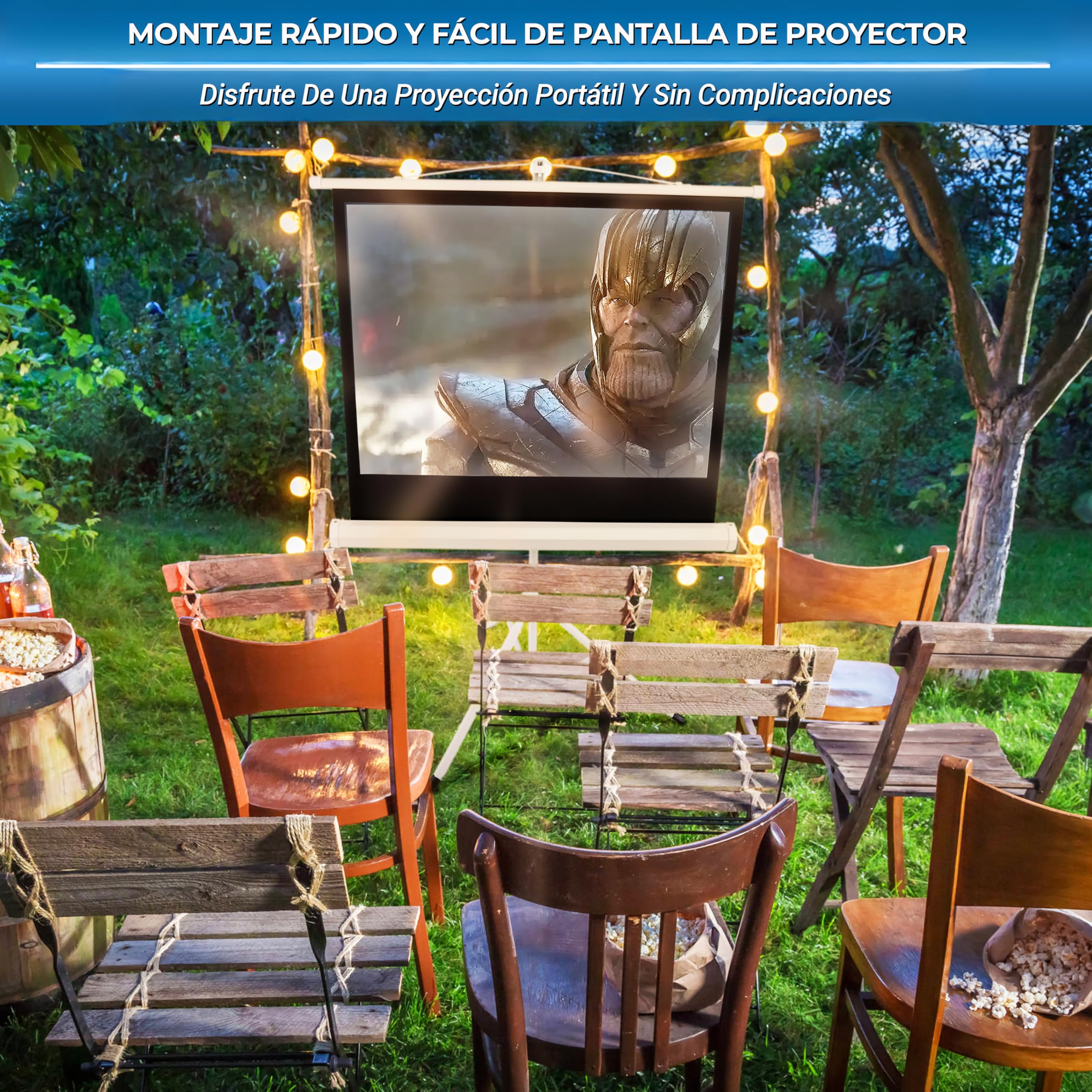 Pyle Pantalla de Proyector con Soporte, 254cms, Plegable y Portátil, Tela Mate, Tripode, Ideal para Presentaciones en Interior y Exterior, Montaje Rápido