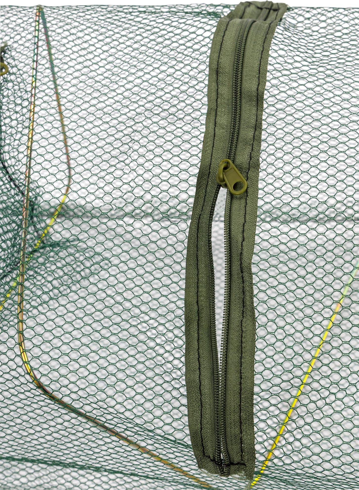 Köderfischreuse Aalreuse Krebsreuse Fischreuse 55 x 23 x 23 cm Faltbar mit Futterbeutel Fischernetz mit 2 Öffnungen