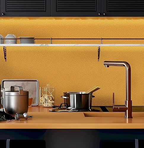 Miniatura 6 de Papel tapiz autoadhesivo con textura plateada de 15.7 x 197 pulgadas, papel tapiz metálico para despegar y pegar, aceite de cocina, papel de