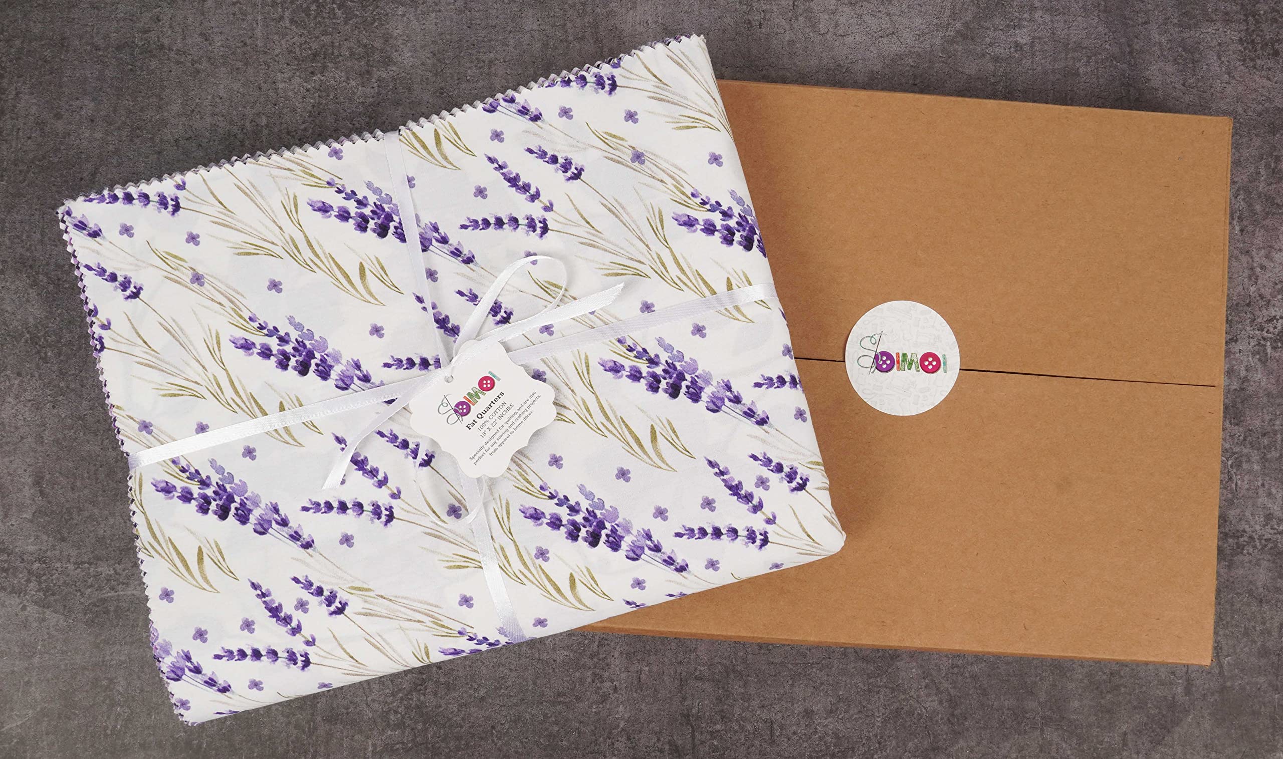 Soimoi 16 Pc Fat Quarter Bundle, Floreale Stampa 18 "X 22" Patchwork Fai-Da-Te- 100% Cotone Pre-Taglio Tessuto Di Trapuntatura Viola E Bianco.