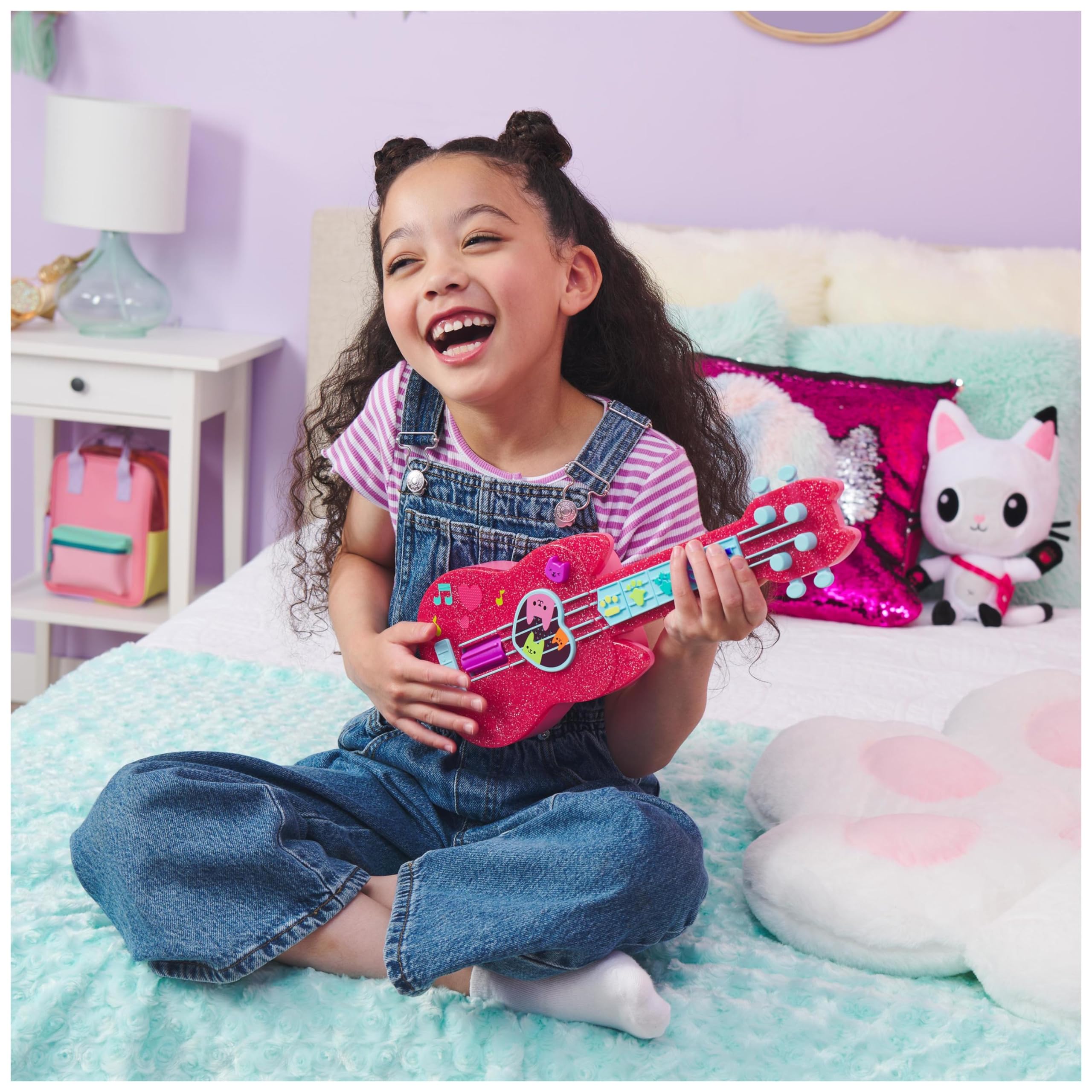 Gabby et la Maison Magique - Gabby Dollhouse - Ukulélé Interactif - Guitare Enfant - Chansons Effets Sonores - Dessin Animé Jouet Maison De Poupée - Jouet Enfant 3 Ans Et +