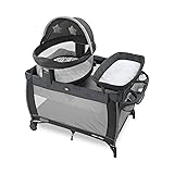 Graco Pack n Play Dome LX Playard with Baby Bassinet, Lightweight Portable Crib, Push-Button Fold Travel Crib, Redmond, Convertible w/ Raised Dome Redmond