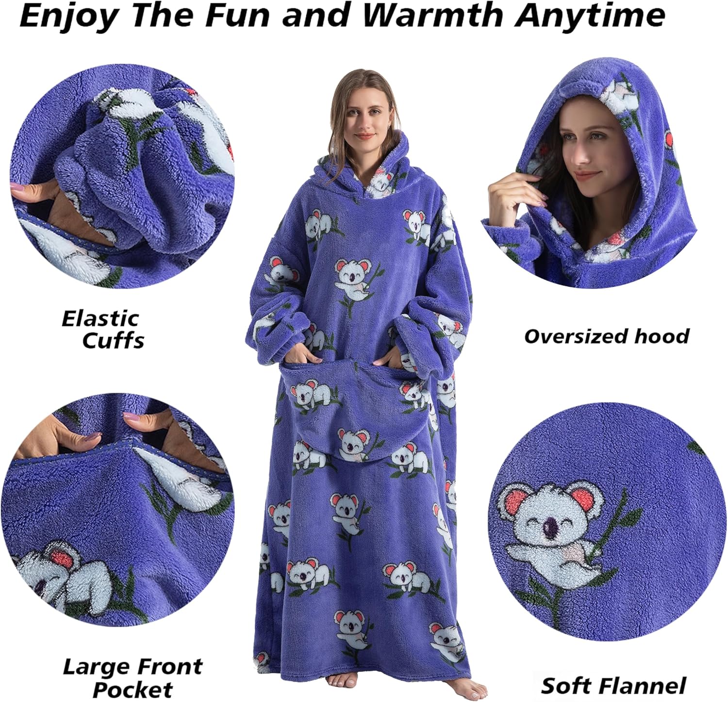 Blanket Hoodie, Long Hooded Blanket Sweatshirt as Birthday Gifts for Women Men, Long Wearable Blanket for Women Men. - Image 2