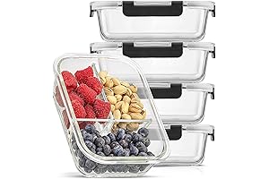 JoyJolt 3 Compartment Glass Bento Box (5-Pack)