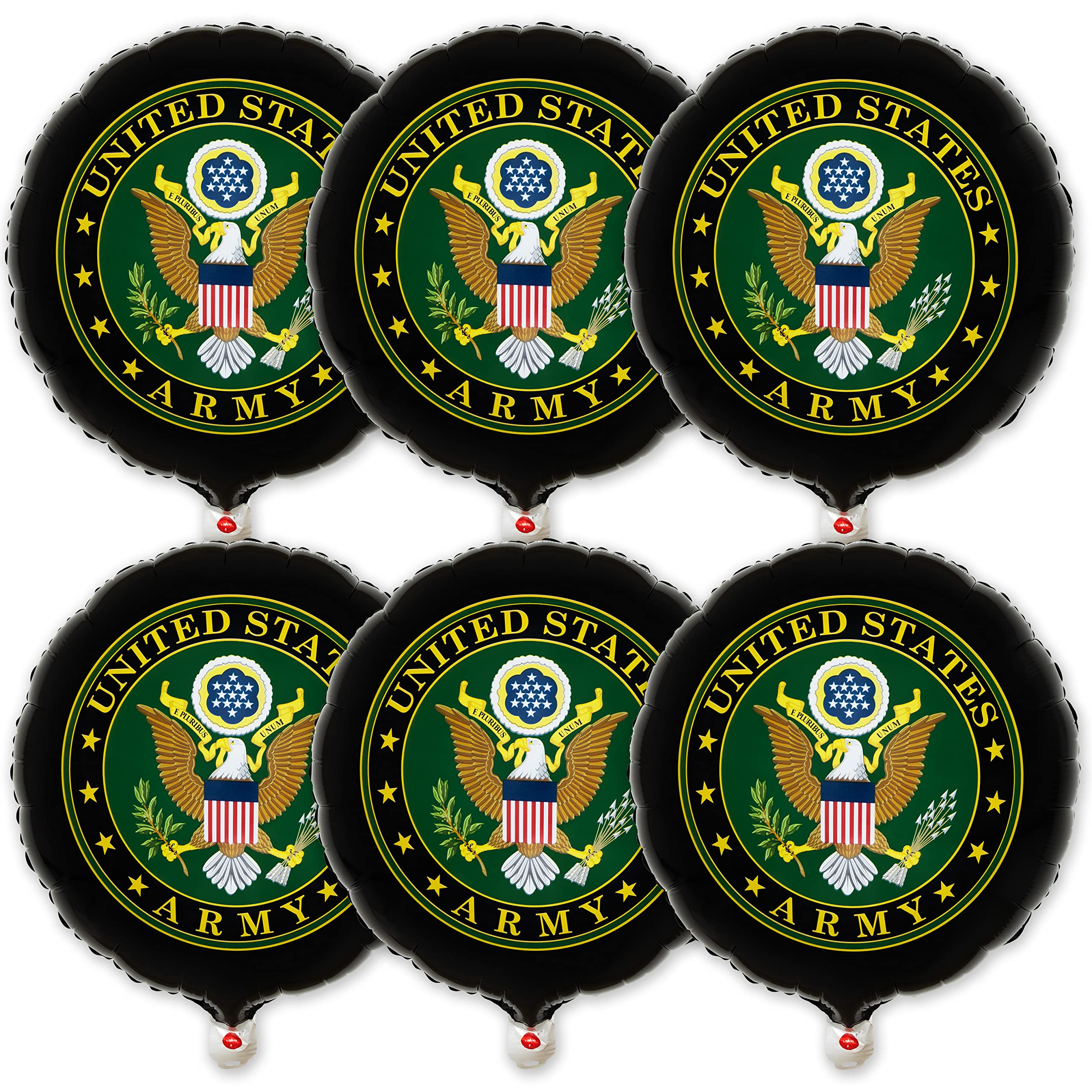 Havercamp U.S. Army Party Balloons (6 Pcs.); 18" Rd. Foil Mylar Balloons, Officially Licensed. American Heroes Military Camo Collection!