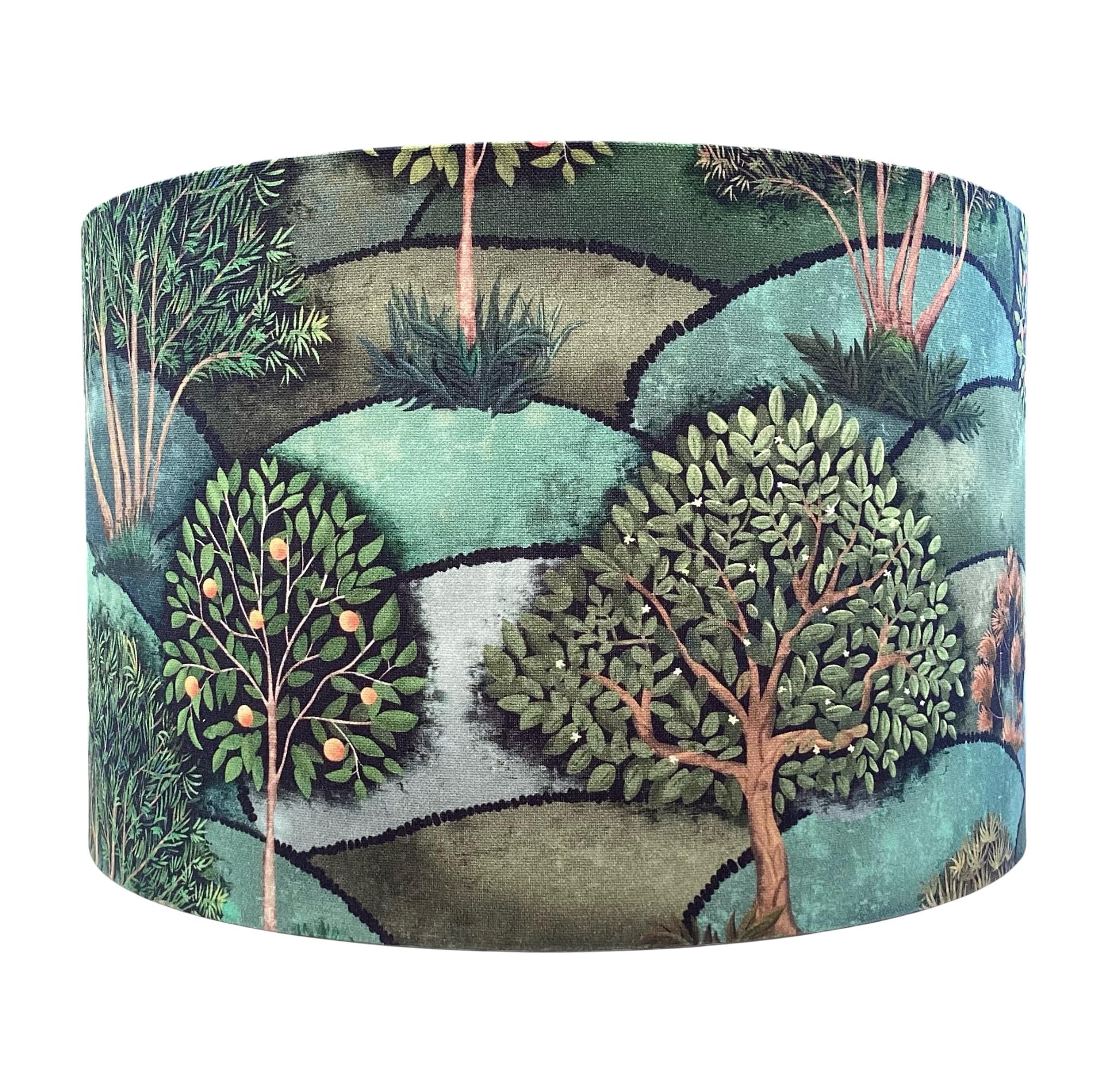 Lampshade Summer Meadow Trees Green (Table/Floor, Large (40cm Diameter))