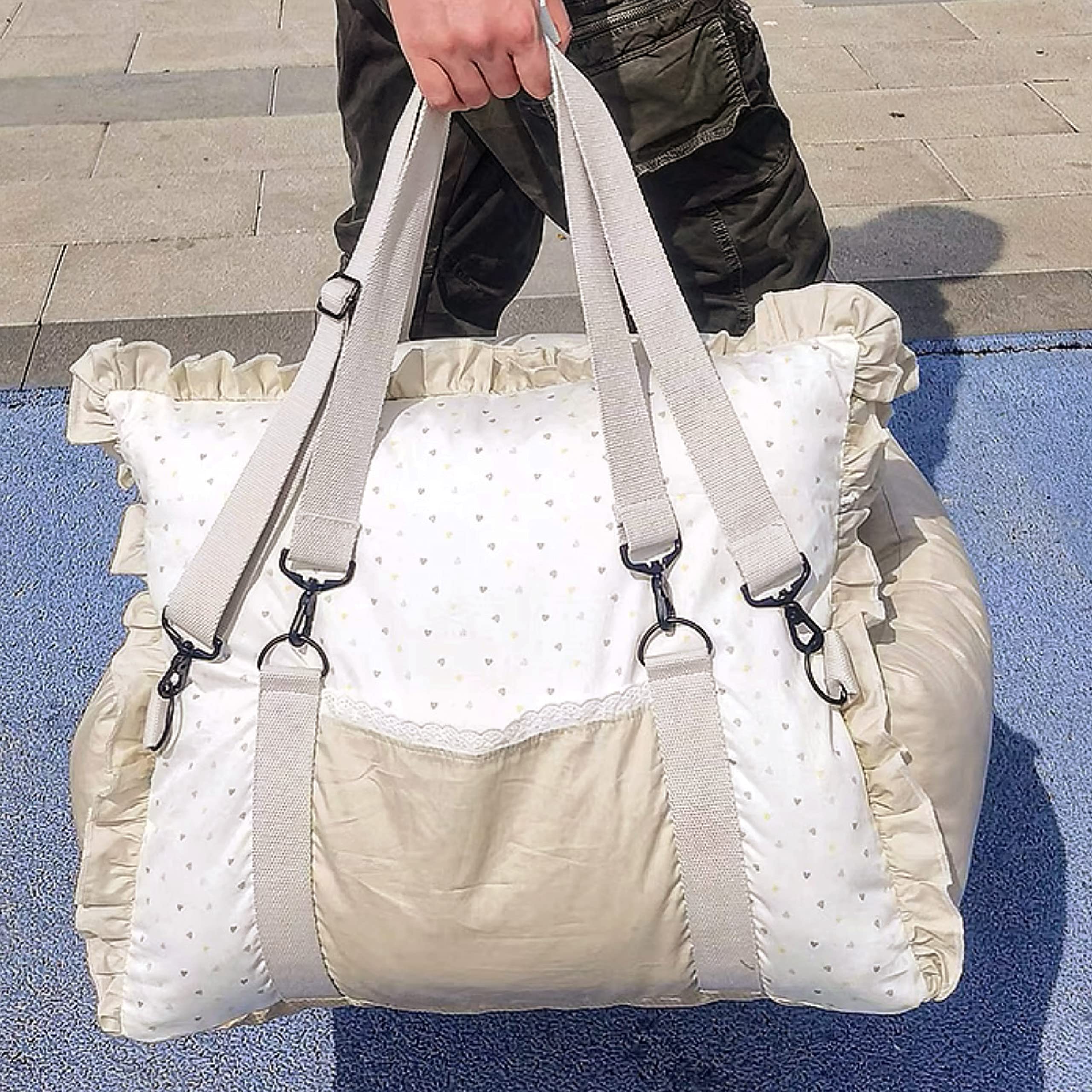 Asiento de coche de lujo para perros y cama de viaje para mascotas con cinturón de seguridad y correa para perros pequeños y medianos, funda impermeable extraíble de alta calidad con protección de