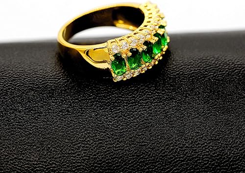 Miniatura 4 de Uloveido Hermosas mujeres 7 piedras anillo de boda ovalado circonita cúbica compromiso aniversario anillos J501