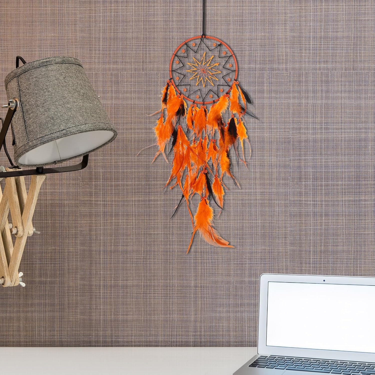 Unomor Handwoven Dream Catcher Wall Hanging Ornament with Plume Details, Boho Bedroom Decor, Balcony Hanging Dreamcatcher for Room Accent