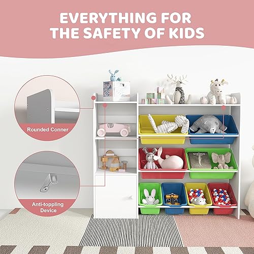 Miniatura 5 de Xilingol Organizador de Almacenamiento de Juguetes para Niños, Organizadores de Juguetes de 4 Niveles con 8 Contenedores de Almacenamiento