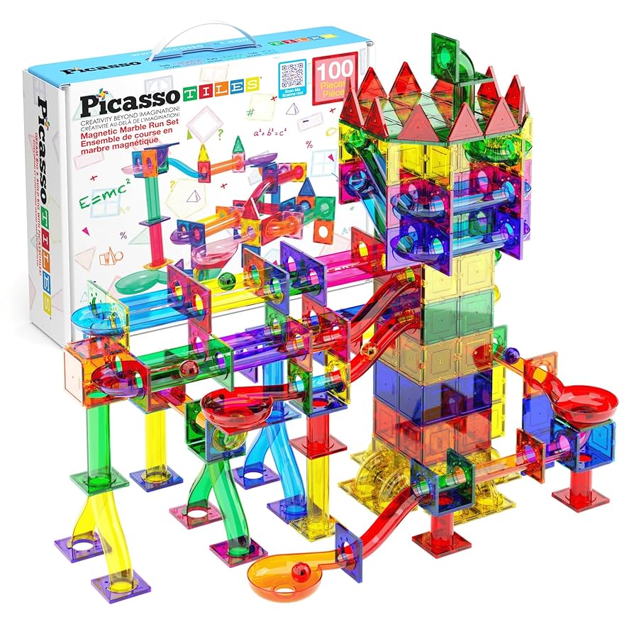 Amazon.co.jp: PicassoTiles マーブルラン マグネットタイル 100