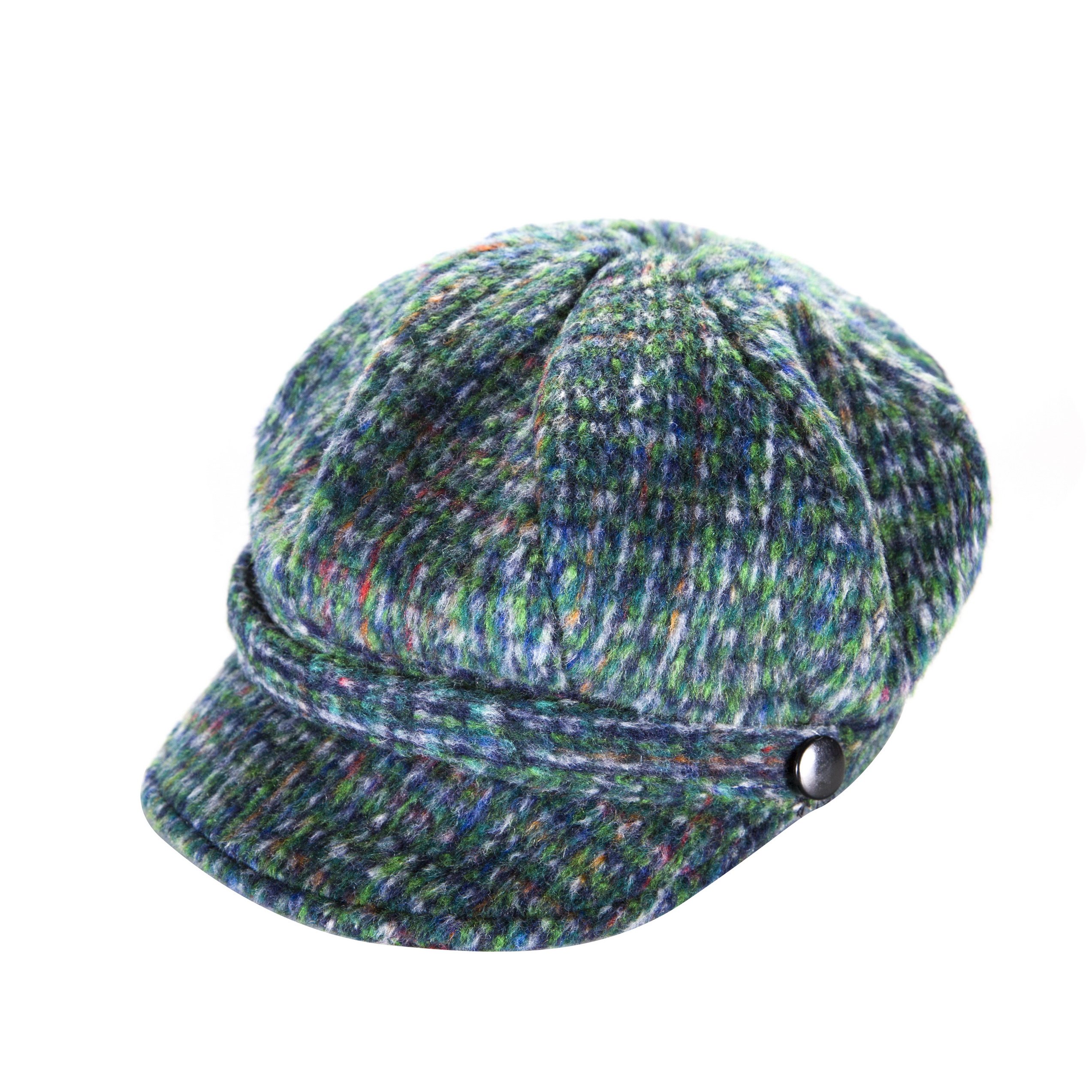Heritage Traditions Tweed Wool Peaked Newsboy Cap Hat (Blue)