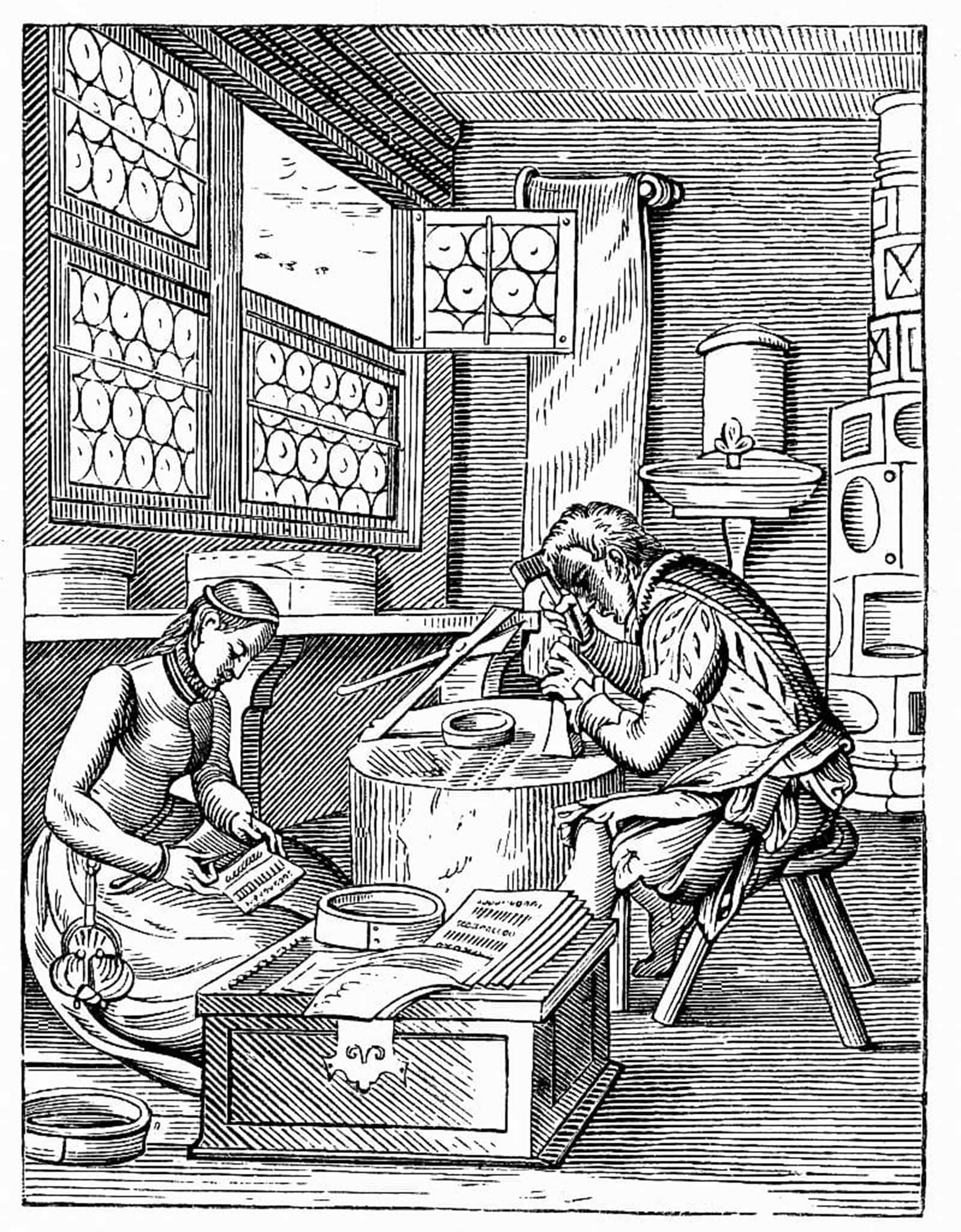 ARTXLXXBN Famous Art Print Poster Vintage Wall Art the Clasp Maker's Workshop by Jost Amman Canvas Art Poster for Home Decor 60x90cm