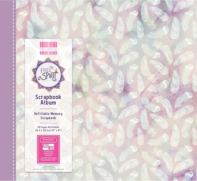 FEALB101 | Free Spirit Scrapbook Album 8" x 8" | 10 Inserts, 20 Pages | Snap-load Technology | Refillable | Acid, Lignin & PVC Free | For Scrapbooking, Memory Keeping, Photo Albums, Journaling