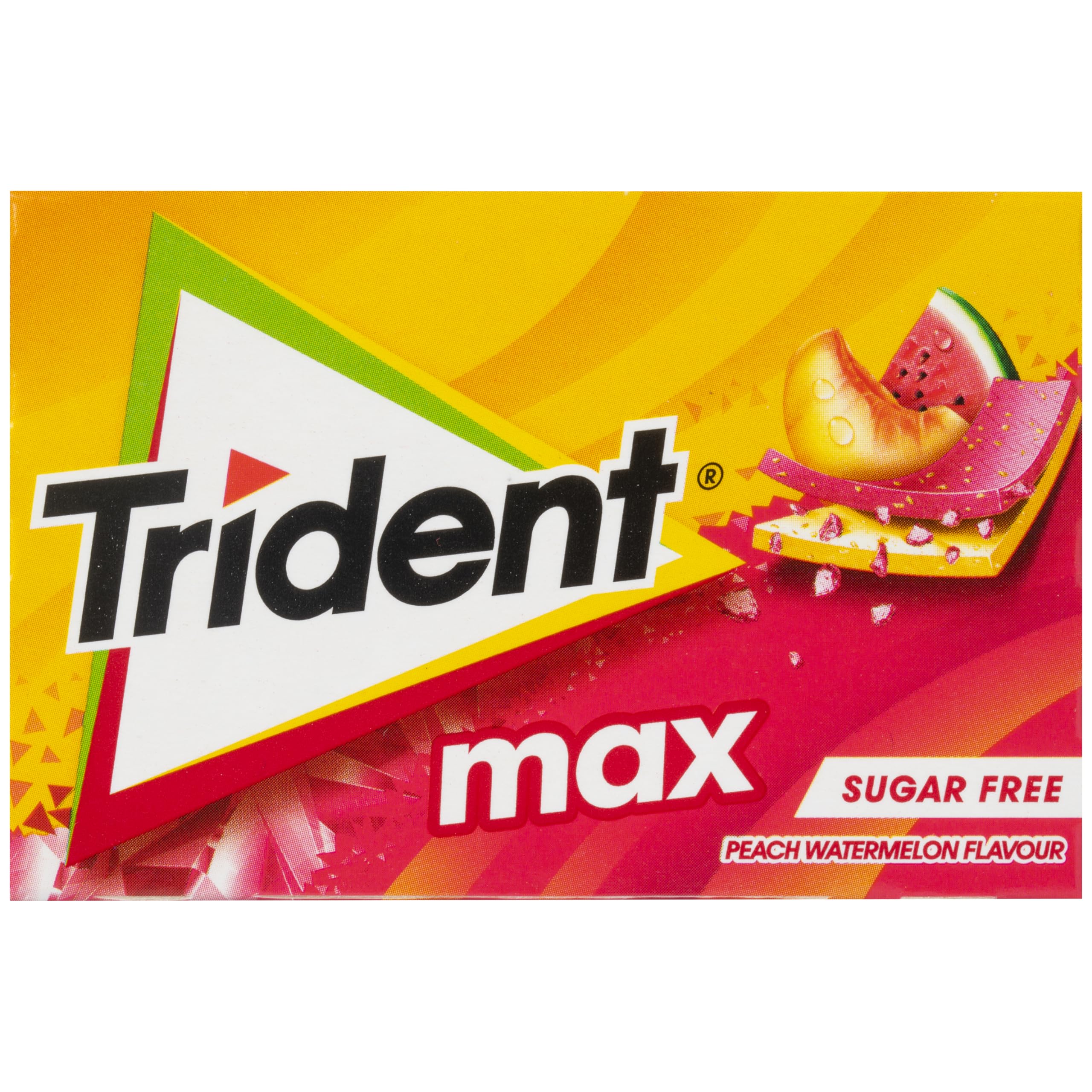 Trident Max Melocotón y Sandía - Chicles sin Azúcar con Sabor a Melocotón y Sandía- Paquete de 12 Envases de 23 g