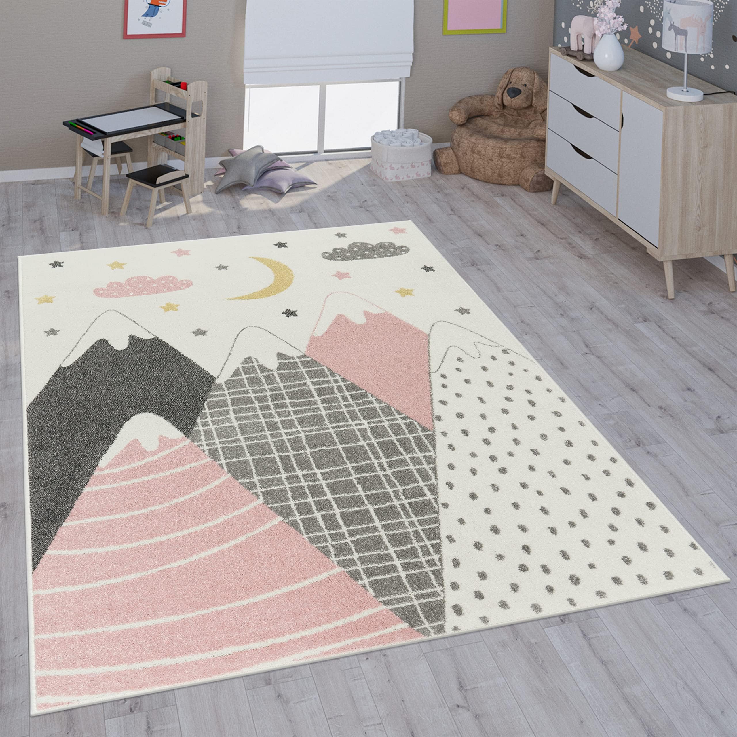 Paco Home Children's Rug Child's Room Girls Boys Various Motifs And Sizes, Size:240x340 cm, Colour:Pink-Rose