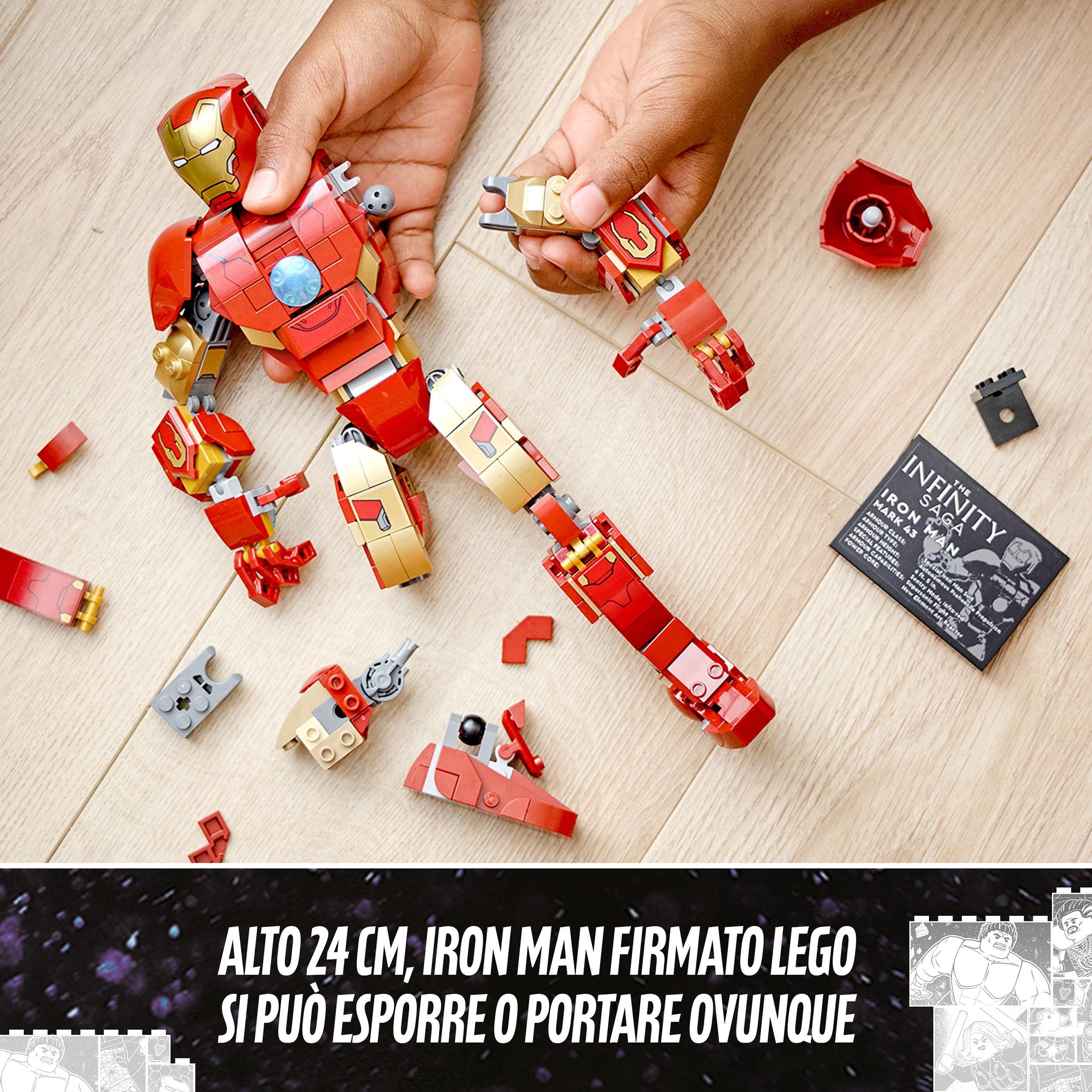 LEGO Marvel Personaggio di Iron Man, Giocattoli Super Heroes per Bambini, dal Film Avengers: Age Of Ultron della Saga dell'Infinito, Idee Regalo 76206