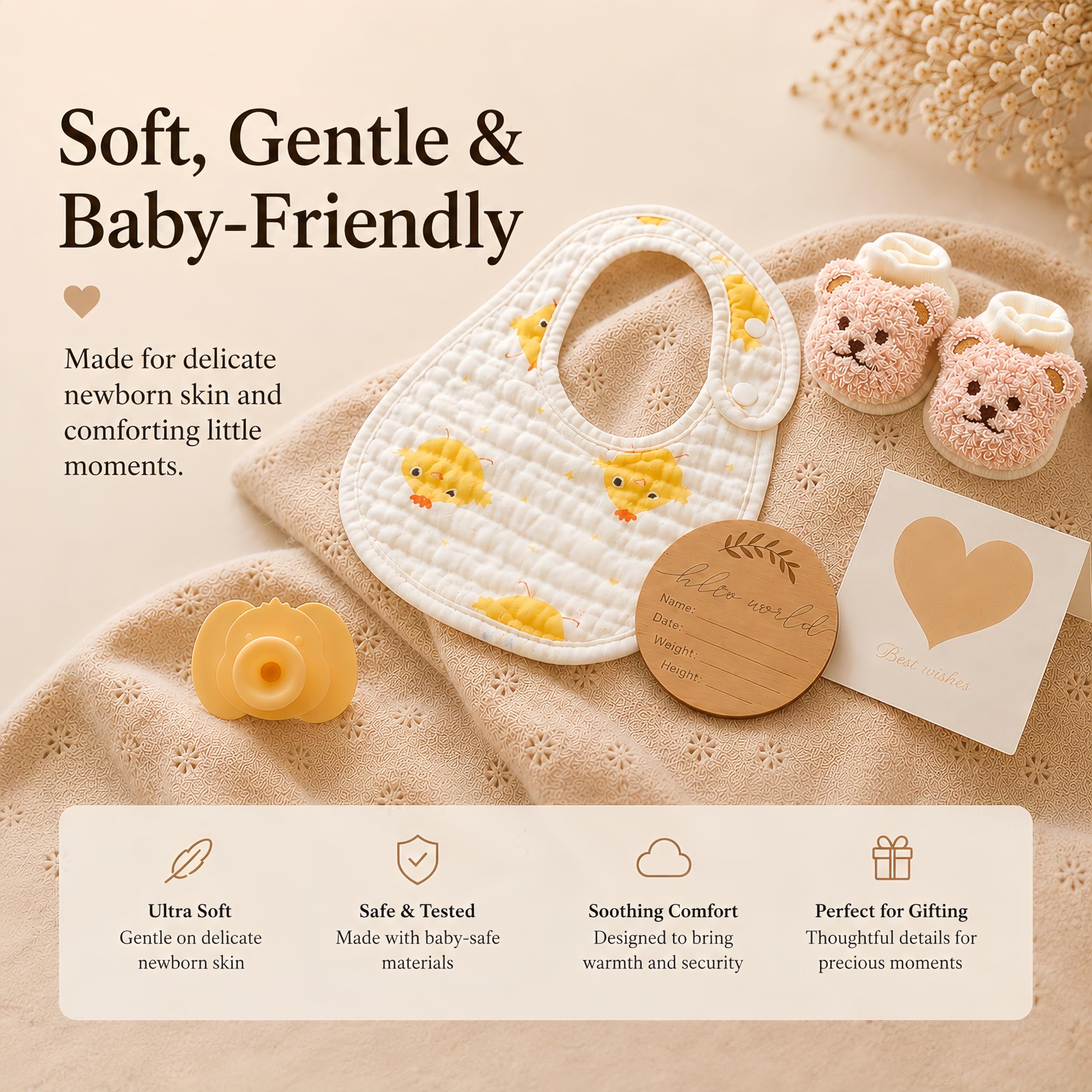 Regalo per nascita per bambini o bambine, 11 pezzi, con asciugamano con cappuccio, sonaglio, giocattolo per passeggino e cestino portaoggetti, regali per nascita per baby shower