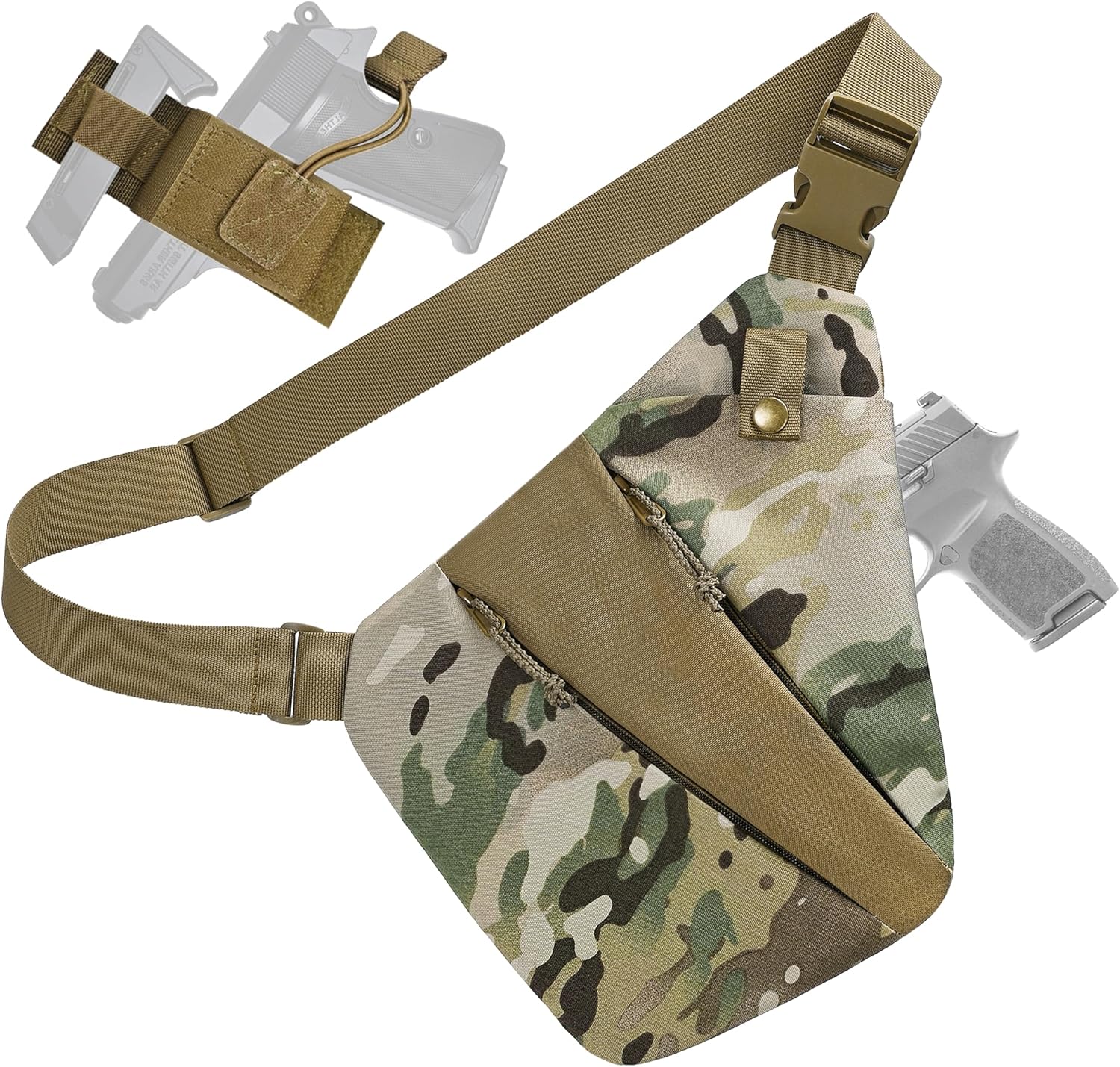 CCW Sling Bag for Concealed Carry, Tactical Crossbody Sling Bag with Quick Access Compartment, Low Profile Shoulder Chest Bag for Men & Women
