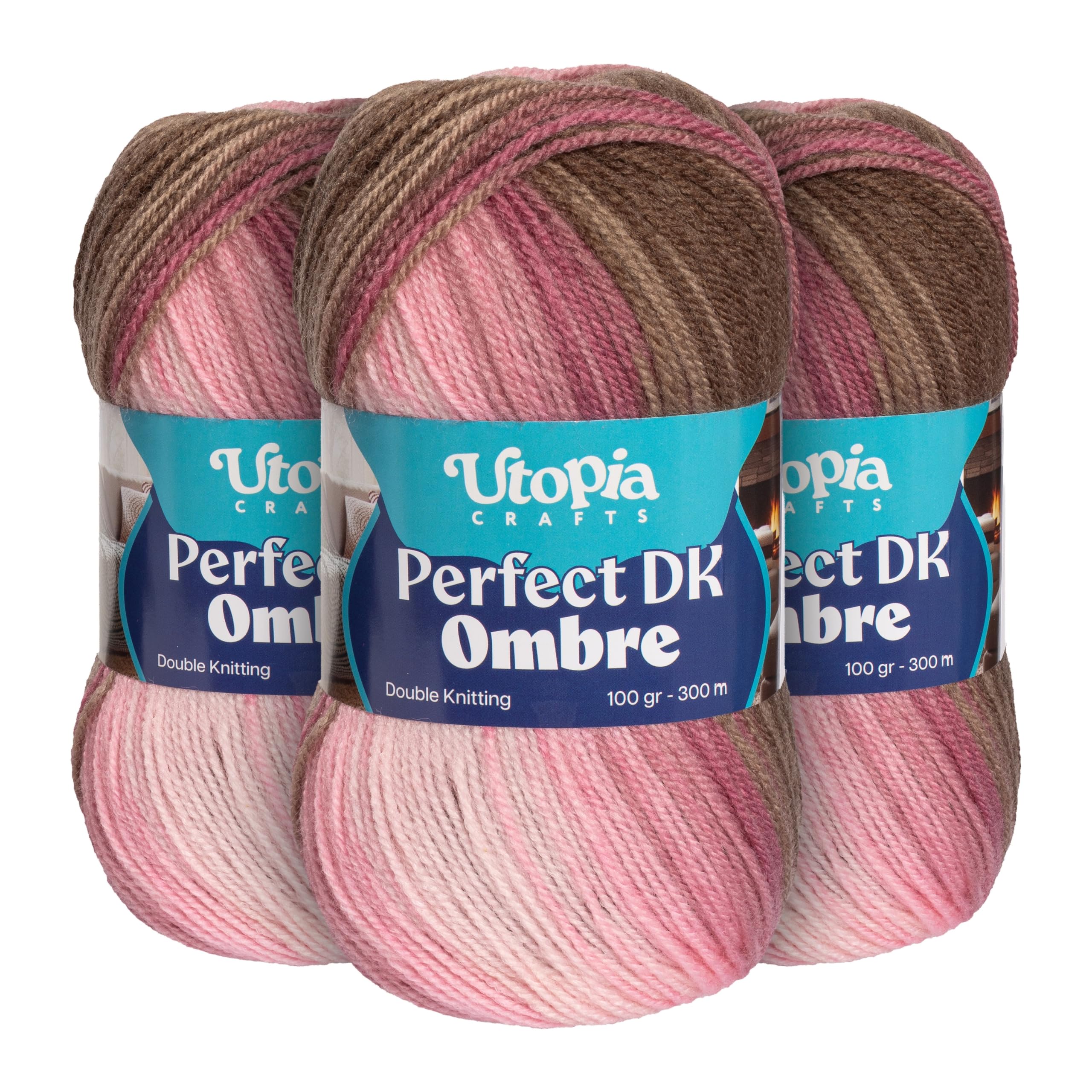 Utopia Crafts DK Ombre Multicolour Double Knitting Yarn 3X 100g (005)