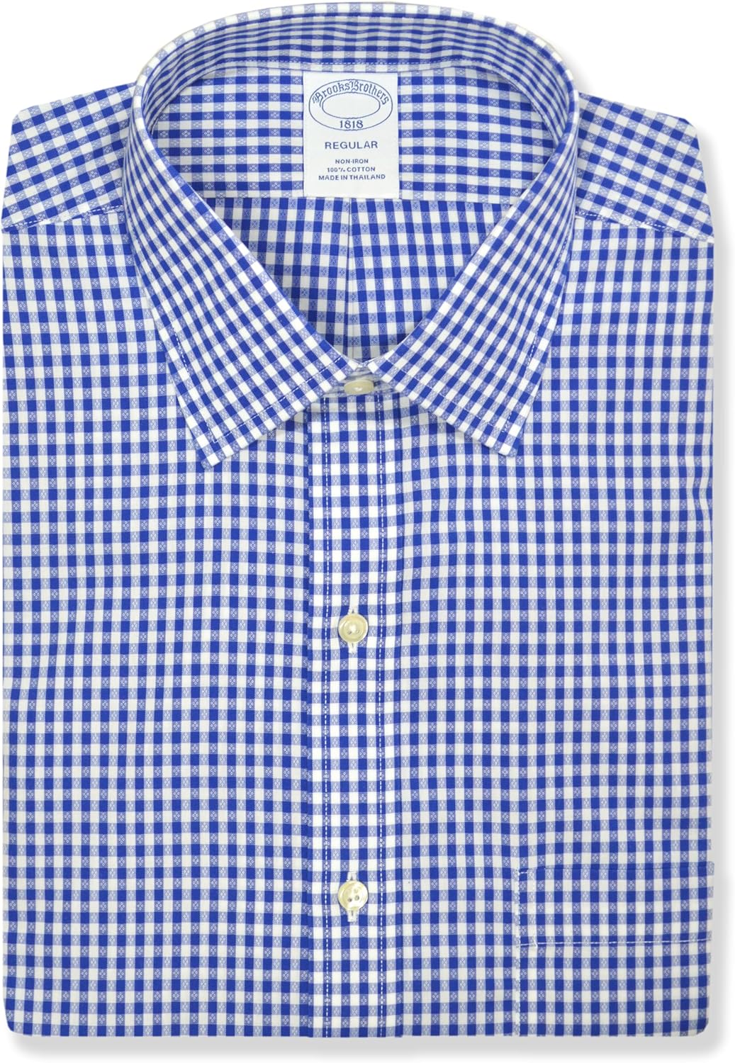 Brooks Brothers Regular Fit Cotton Mixed Check Plaid Pocket Dress Shirt,