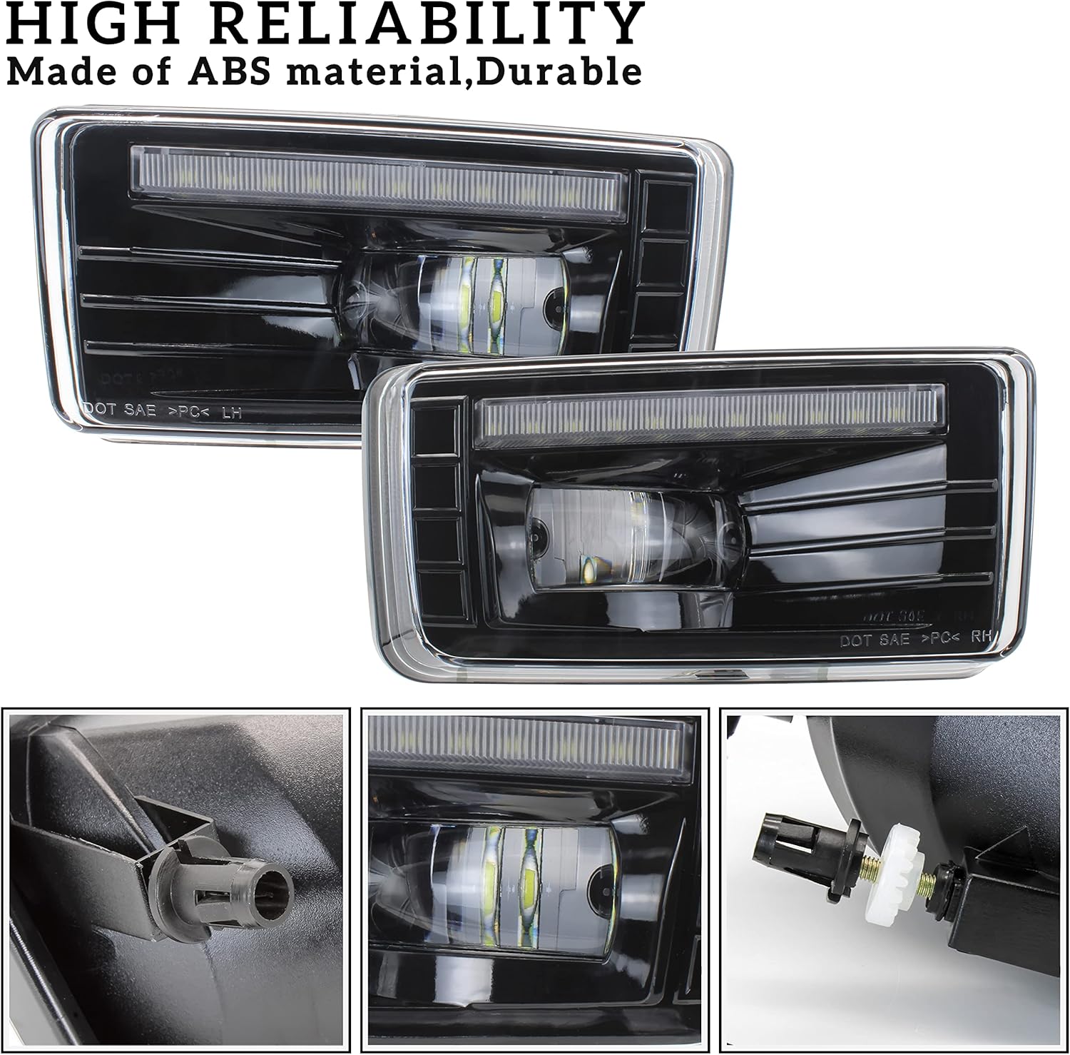 KEWISAUTO LED Fog Light w/DRL Bumper Driving Lamp for Chevy Silverado 1500 2500HD 3500HD 2007-2014, Avalanche 2007-2011, Suburban/Tahoe 2007-2014 - Daytime Running Accessory