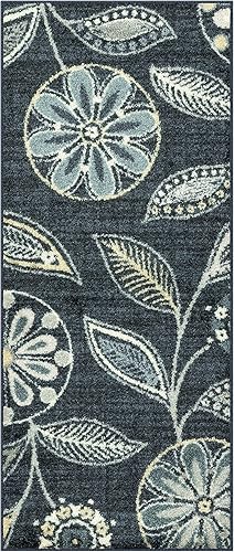 Maples Rugs Reggie - Alfombra floral para pasillo, fabricada en Estados Unidos, lavable, antideslizante, para cocina, pasillo y lavandería, 1 pies 8