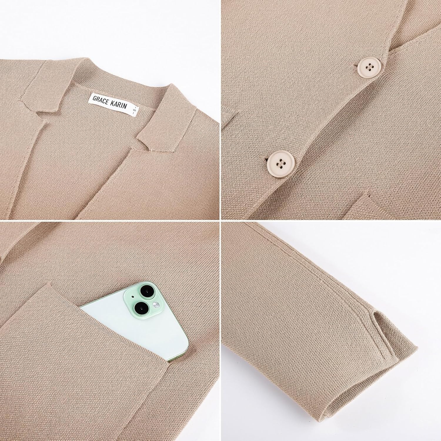 GRACE KARIN Women Sweater Blazer Business Casual Knit Cardigan 2026 Long Sleeve Suit Jackets Work Blazers with Pockets - Image 7
