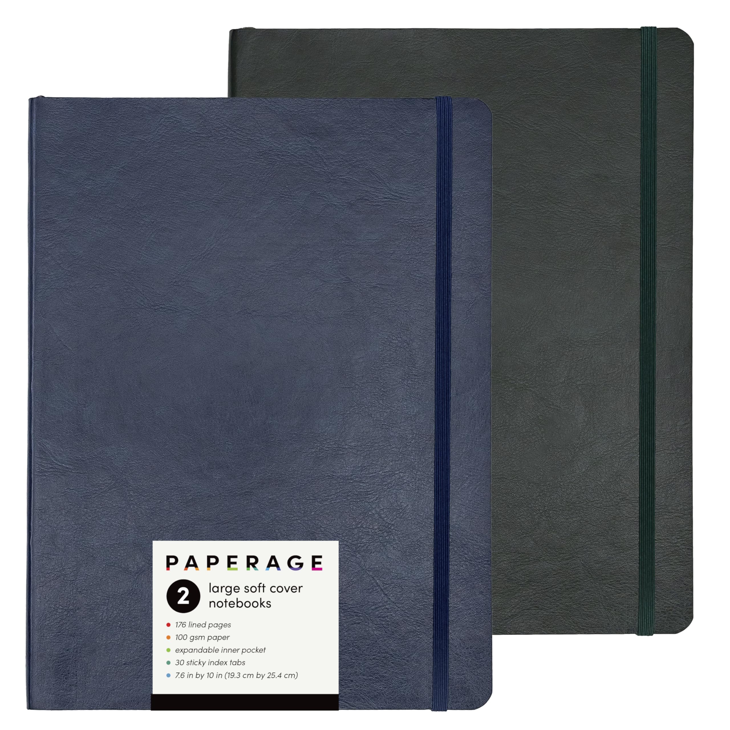 Carnet de notes ligné grand format B5 lot de 2 cahiers bleu et vert - 8