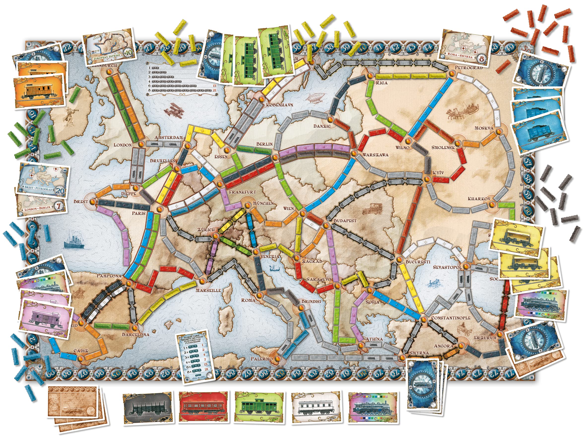 Asmodee - Ticket to Ride Europa, Gioco da Tavolo Avventura Ferroviaria, Divertimento per Famiglie e Giocatori Esperti, Costruisci Reti Ferroviarie - 2-5 Giocatori, 8+ Anni, Edizione in Inglese