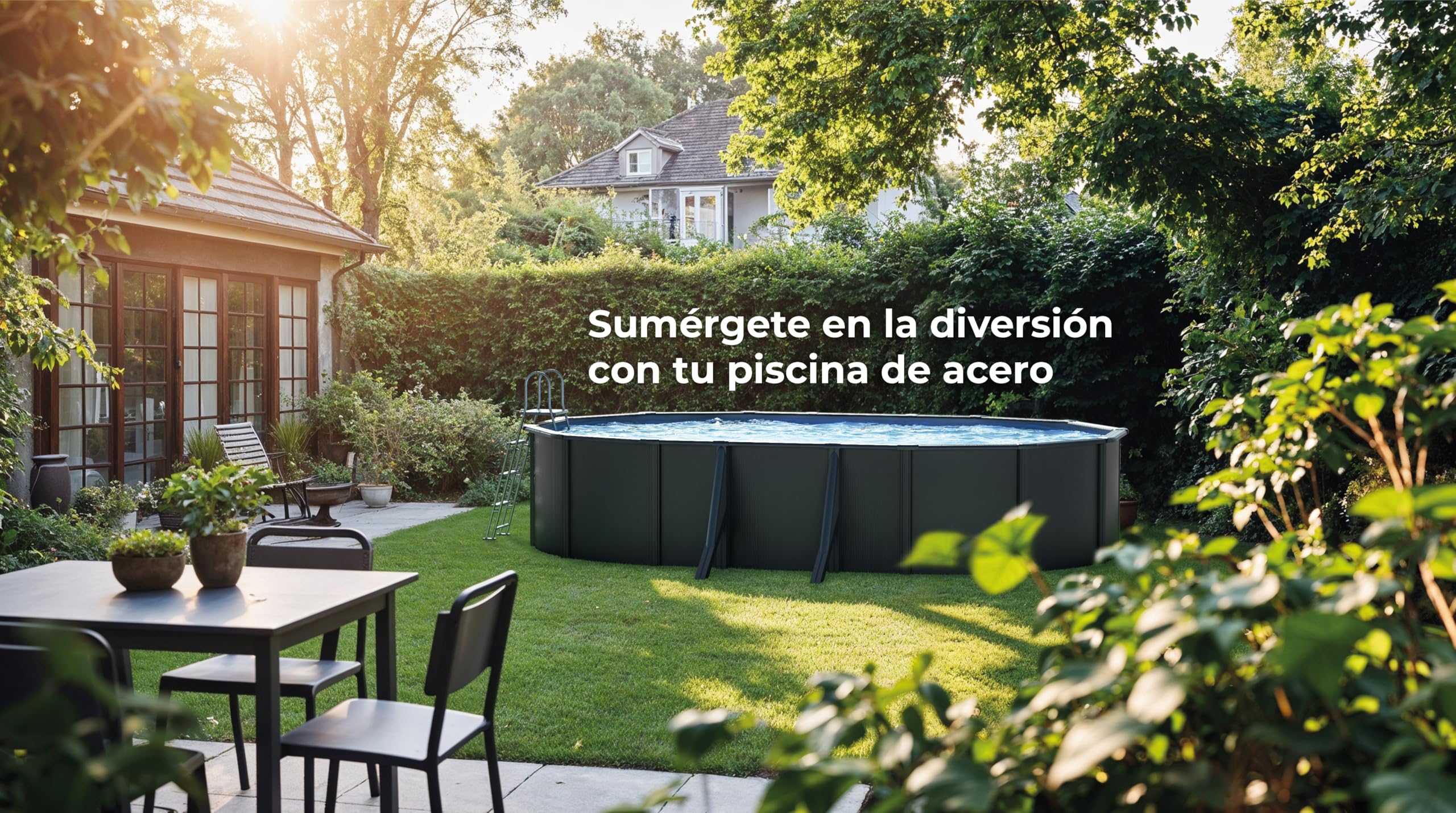 Gre KITPROV618GY Piscina de Acero Elevada, Ovalada con Aspecto Acero Gris Grafito, Piscinas Desmontables para Jardín, 610 x 375 x 132 cm, Granada