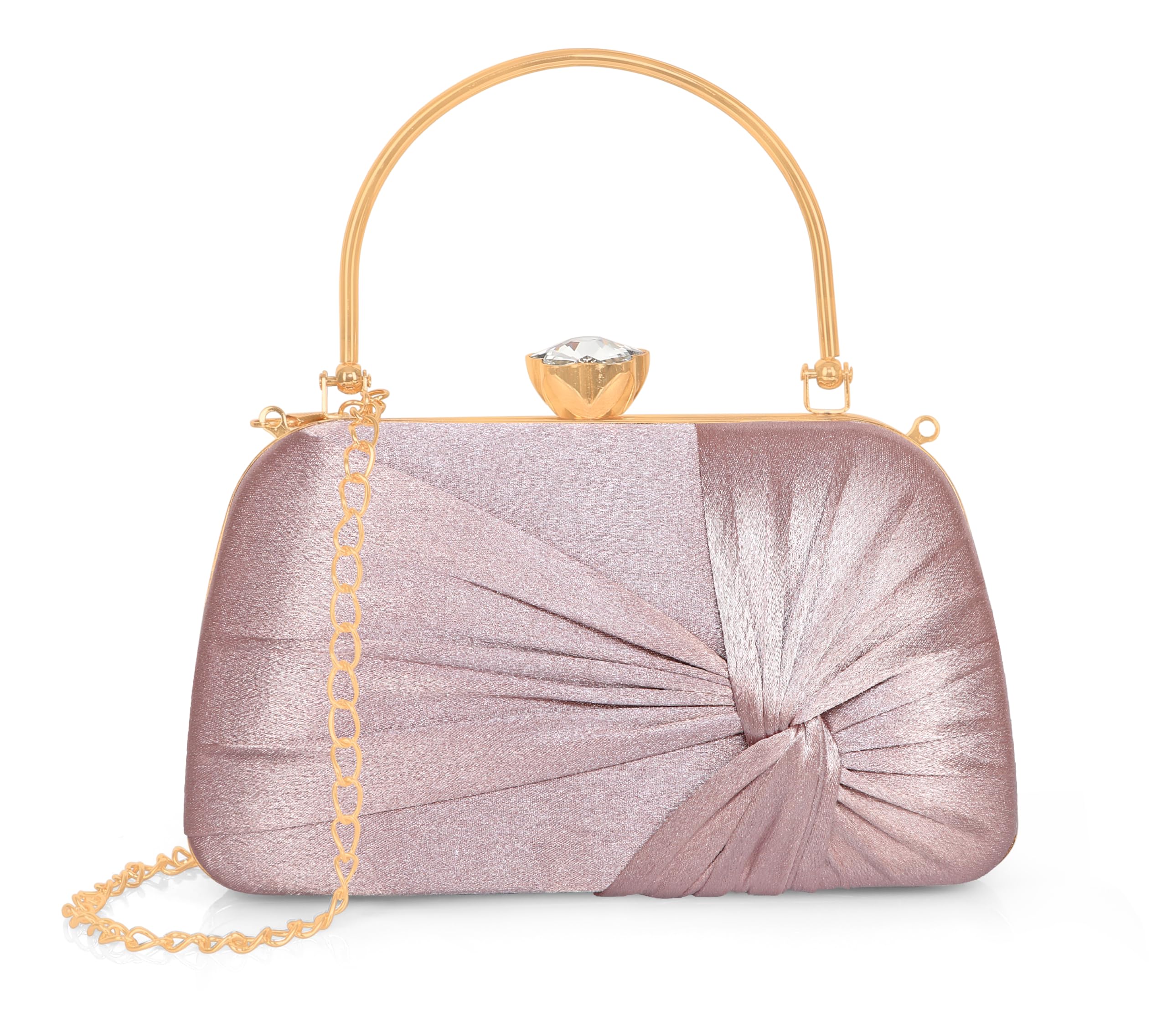 misha Glimmer Luxe Satin Evening Clutch with Detachable Chain Strap-picture-11