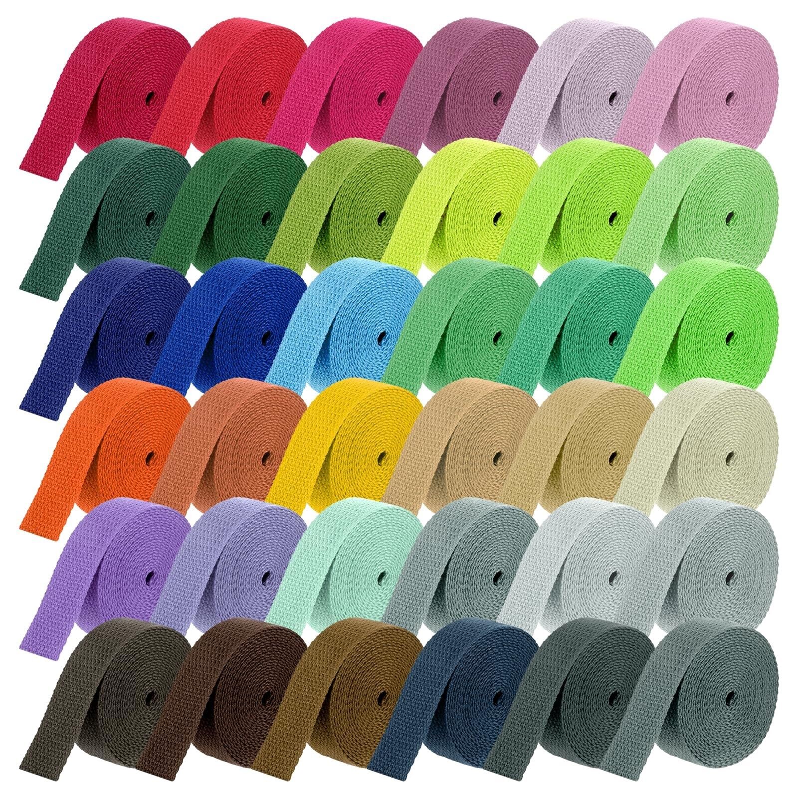 Correas de algodón pesado de alta resistencia para mochilas y bolsos DIY, pack de 36 rollos