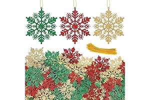 Twinkling Red Snowflake Ornaments - A Winter Wonderland Adornment